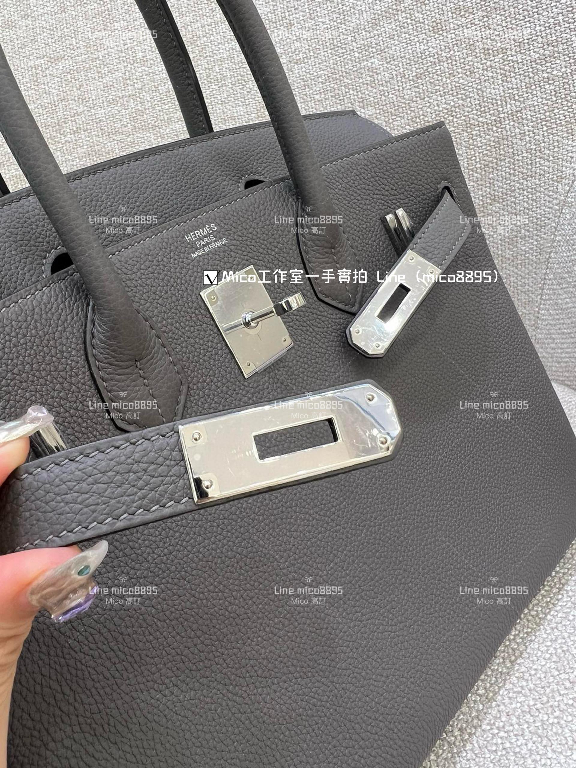 HERMES Birkin30 8F 錫器灰/銀釦 原廠Togo皮，全手工手縫