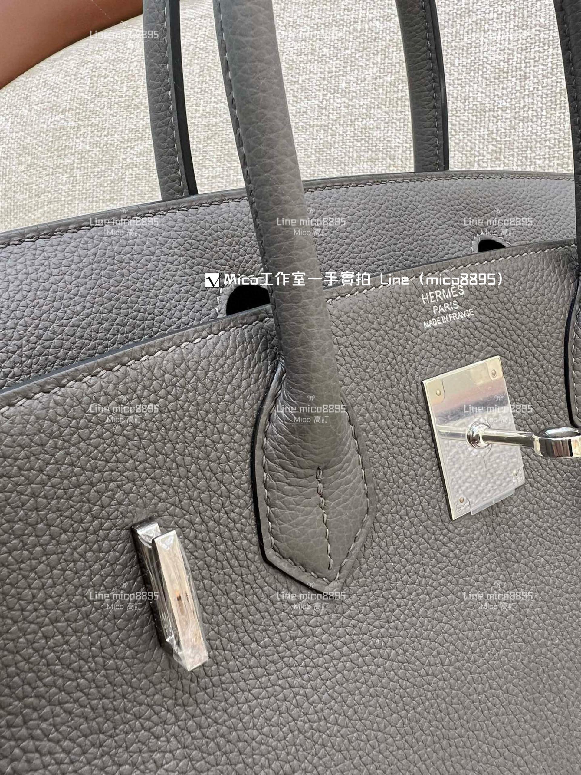 HERMES Birkin30 8F 錫器灰/銀釦 原廠Togo皮，全手工手縫