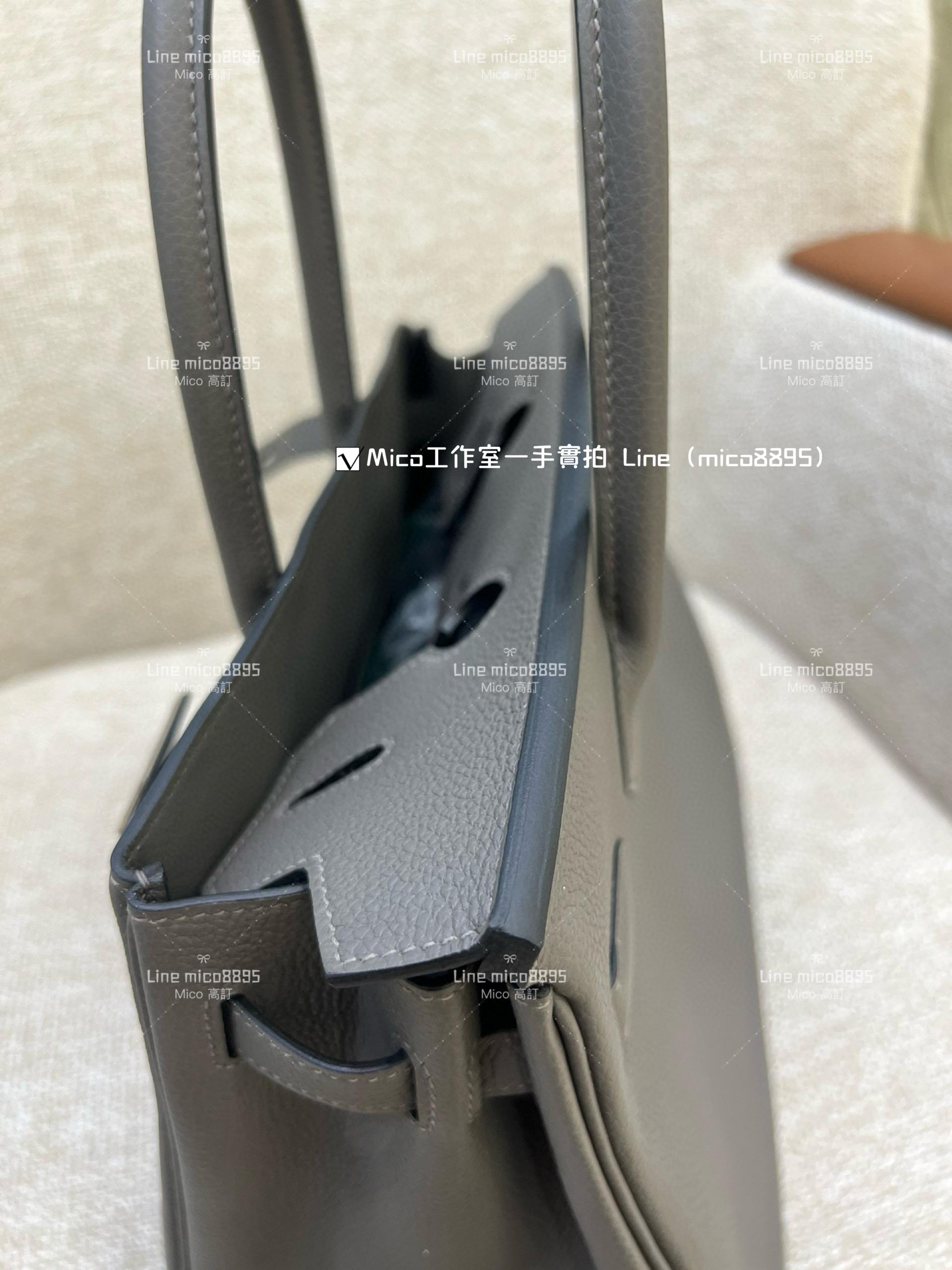 HERMES Birkin30 8F 錫器灰/銀釦 原廠Togo皮，全手工手縫