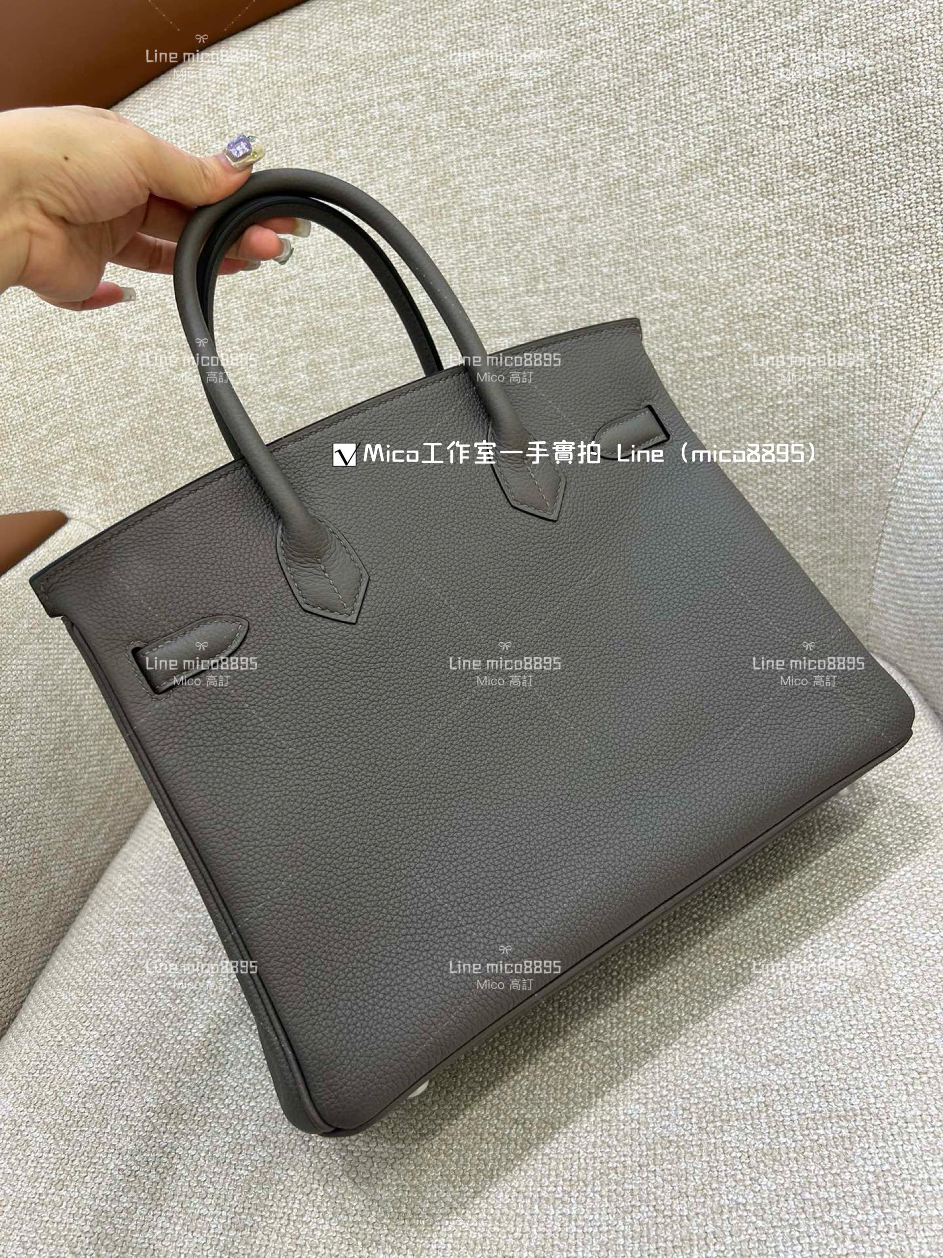 HERMES Birkin30 8F 錫器灰/銀釦 原廠Togo皮，全手工手縫