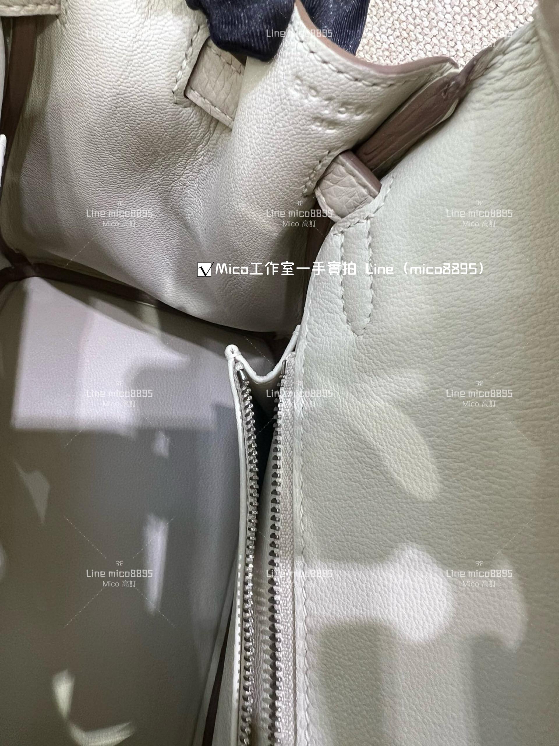 HERMES Birkin25 8F 奶昔白/銀釦 原廠Togo皮，全手工手縫