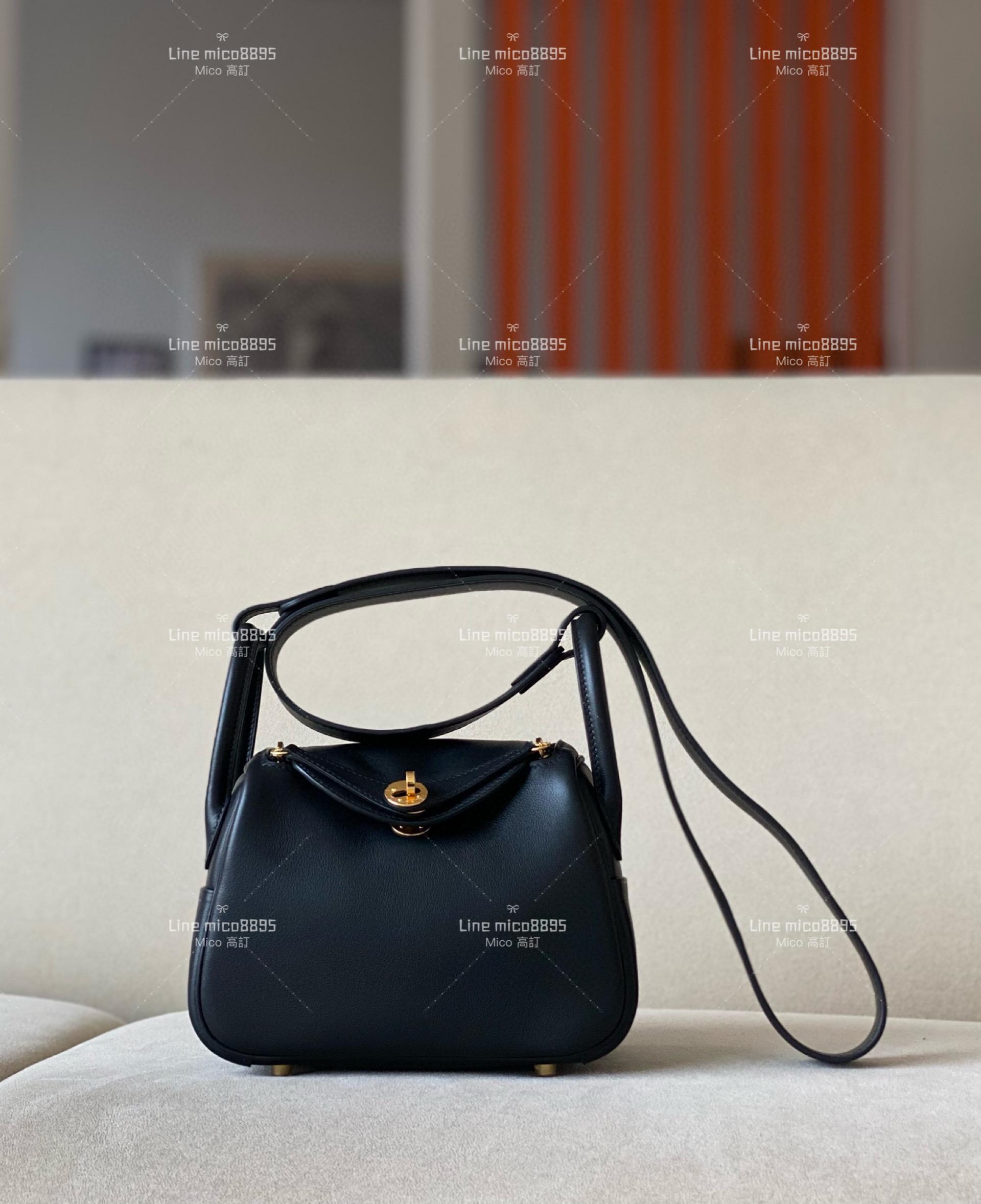 HERMES mini Lindy swift皮 顏色：CK89黑色/金釦，全手工手縫