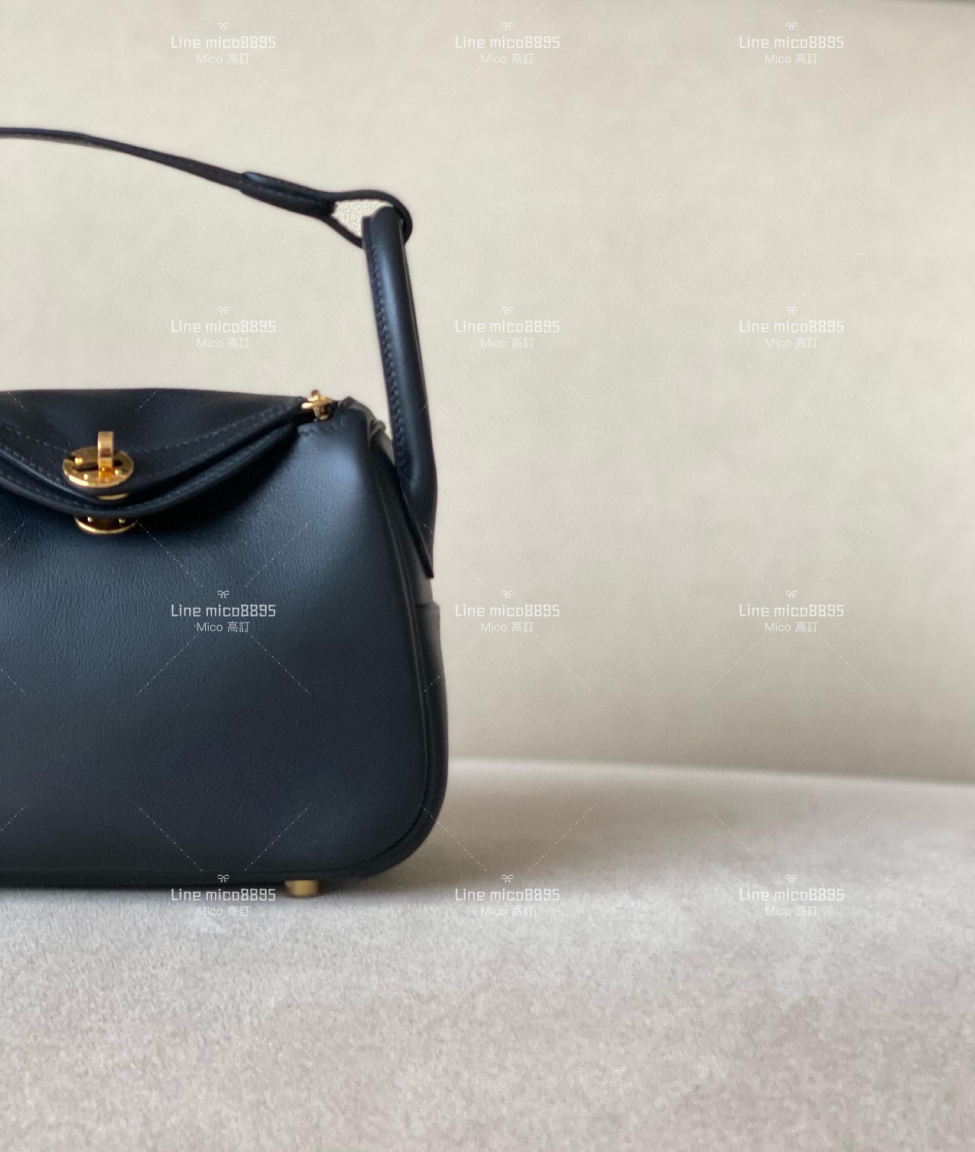 HERMES mini Lindy swift皮 顏色：CK89黑色/金釦，全手工手縫