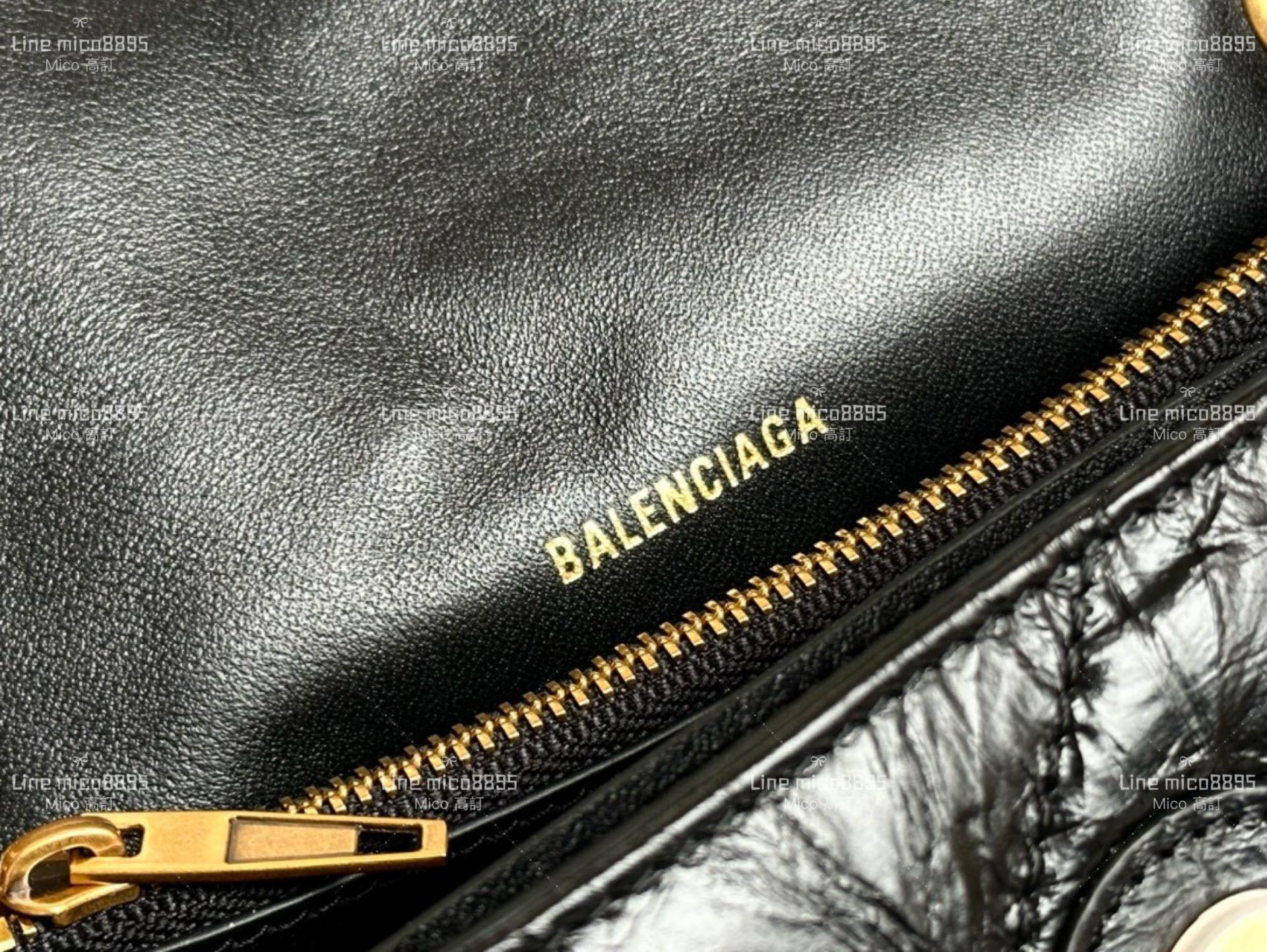 Balenciaga(巴黎世家) 小號爆裂紋皮革/金釦 crush 沙漏包 25cm