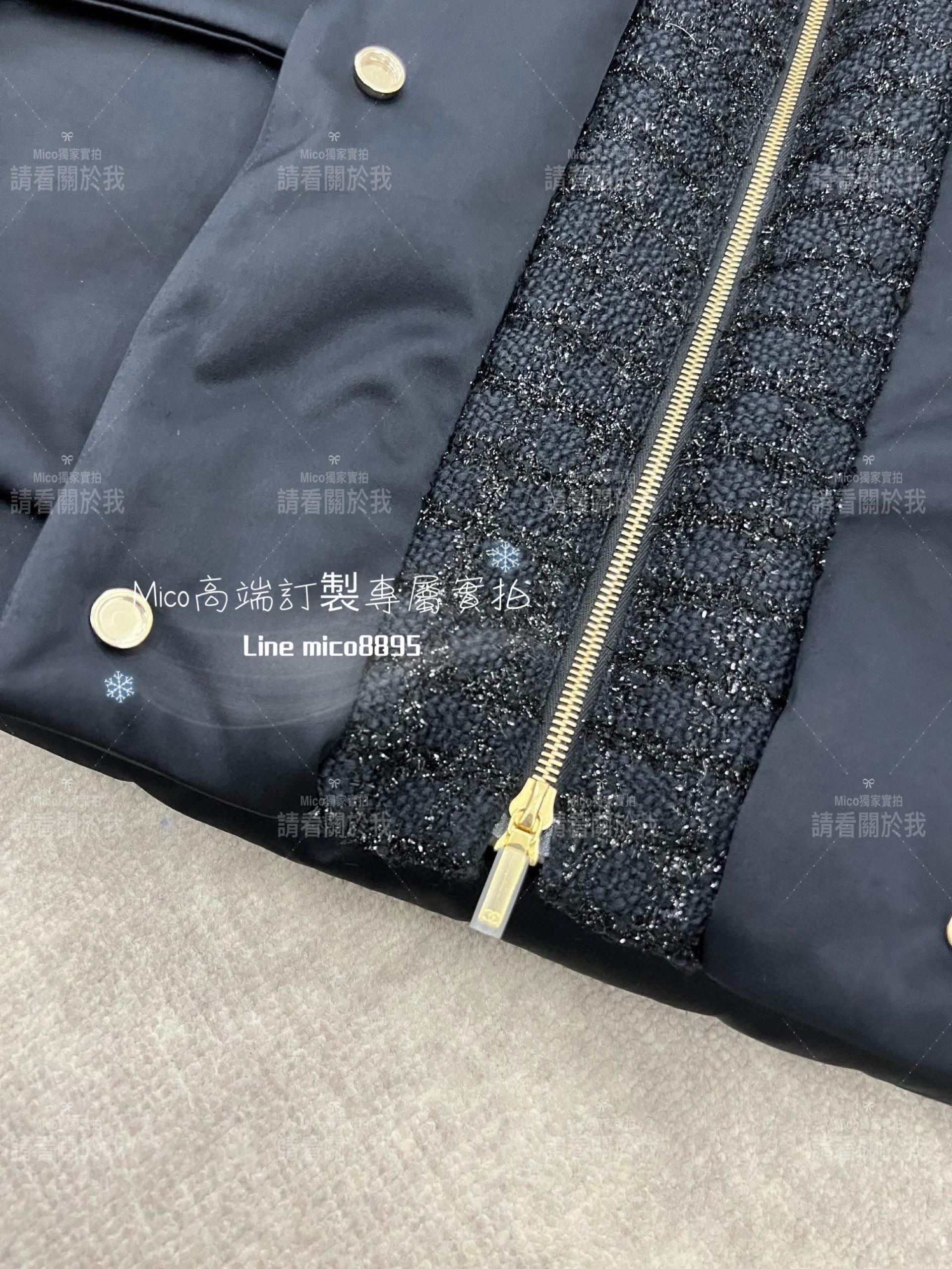 Chanel Coco Neige系列 藍黑色 中長款羽絨服/羽絨外套 90%鵝絨