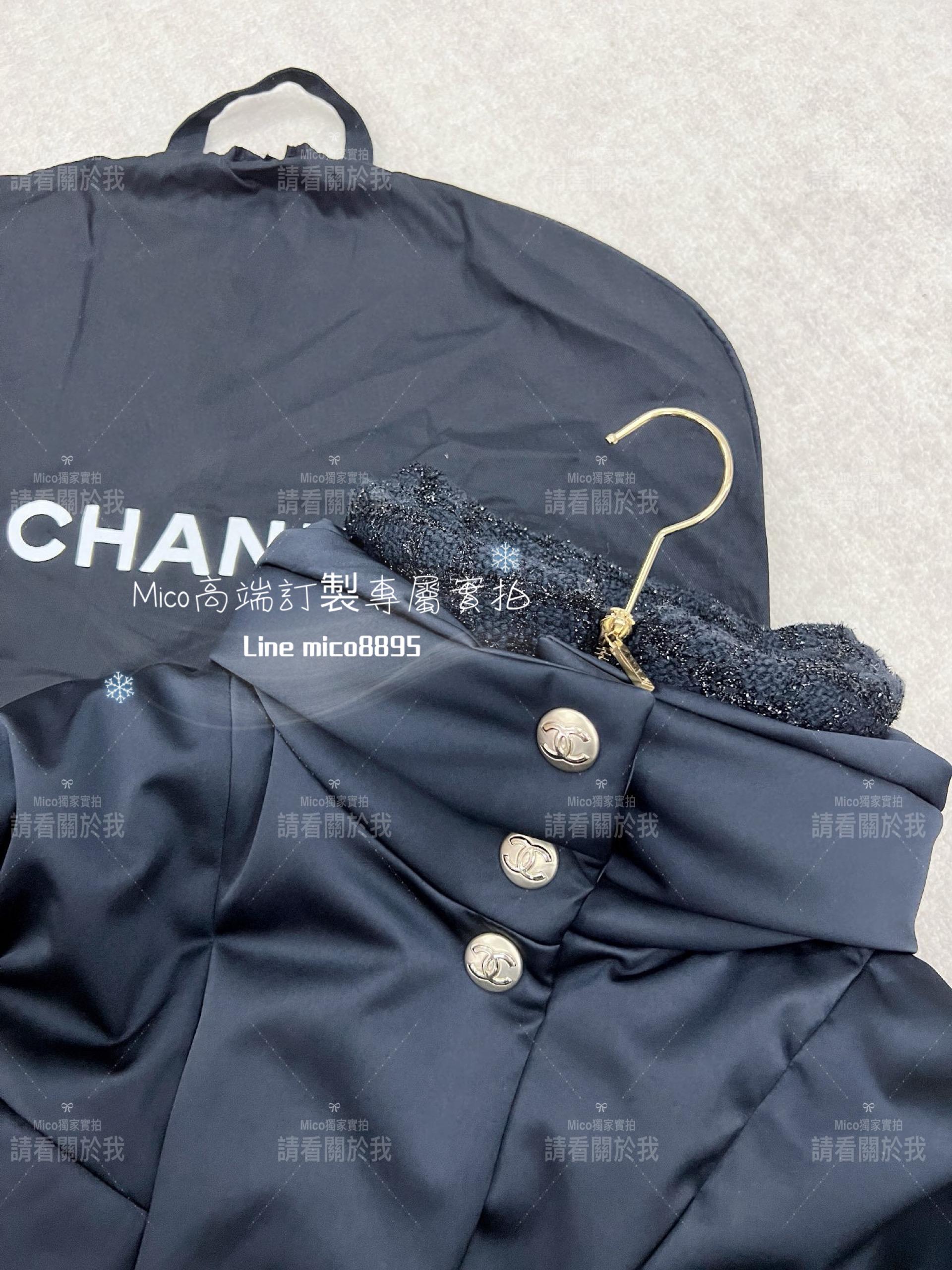 Chanel Coco Neige系列 藍黑色 中長款羽絨服/羽絨外套 90%鵝絨