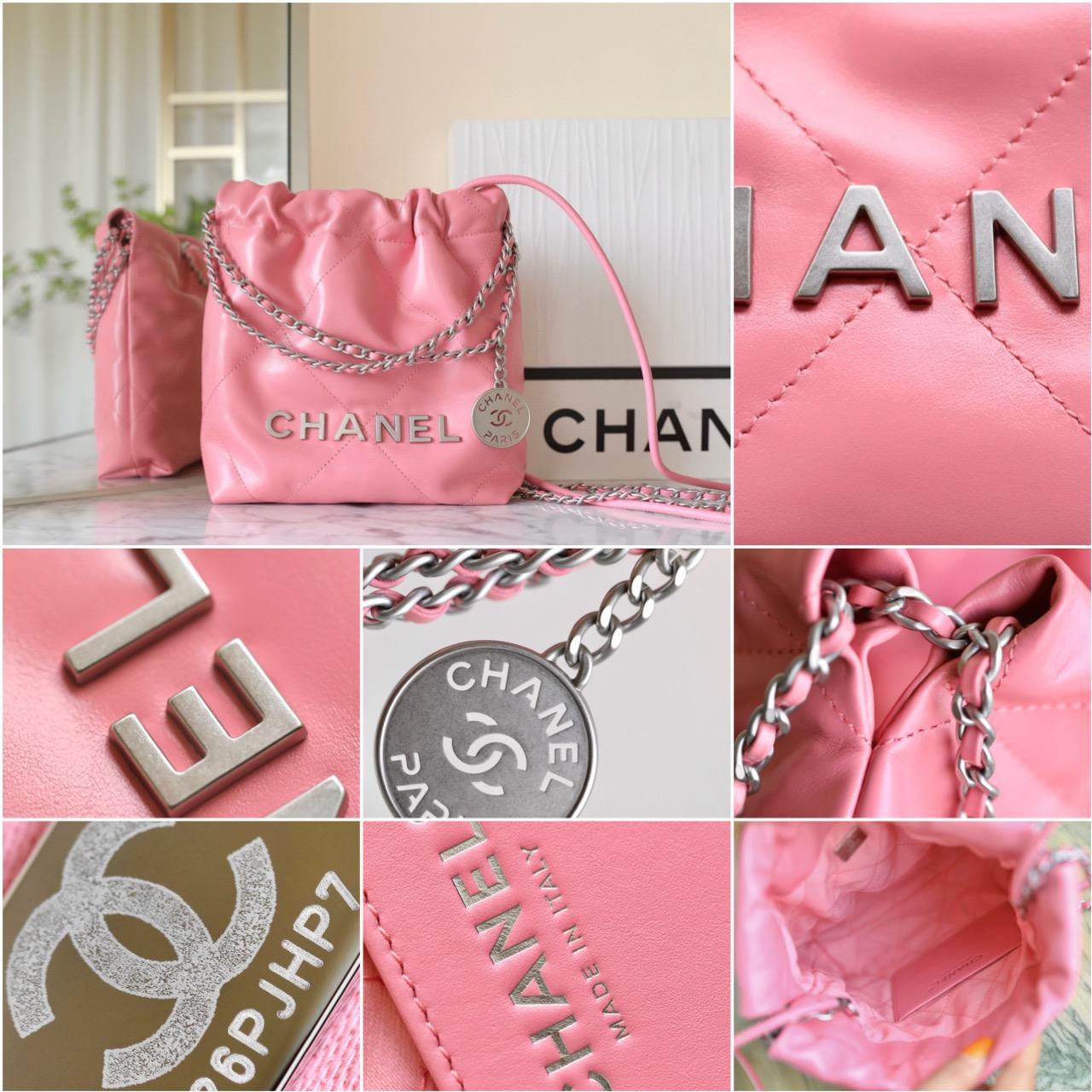 Chanel 手工坊系列 mini22Bag 粉色/銀釦 尺寸：𝟣𝟫*𝟤𝟢*𝟨 𝖼𝗆