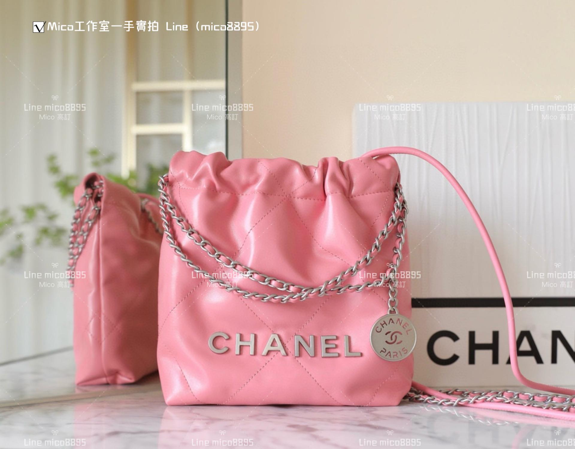 Chanel 手工坊系列 mini22Bag 粉色/銀釦 尺寸：𝟣𝟫*𝟤𝟢*𝟨 𝖼𝗆