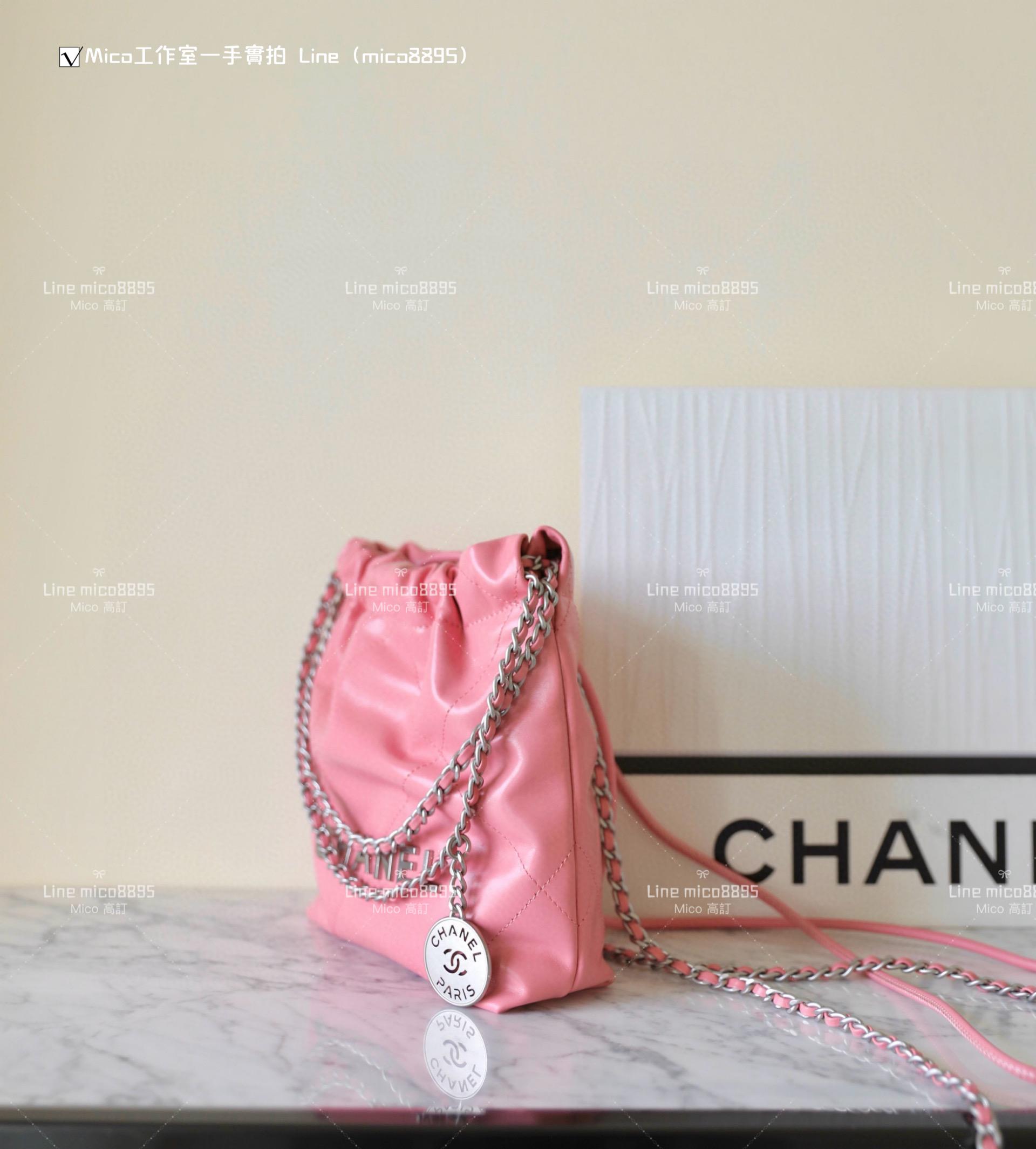 Chanel 手工坊系列 mini22Bag 粉色/銀釦 尺寸：𝟣𝟫*𝟤𝟢*𝟨 𝖼𝗆