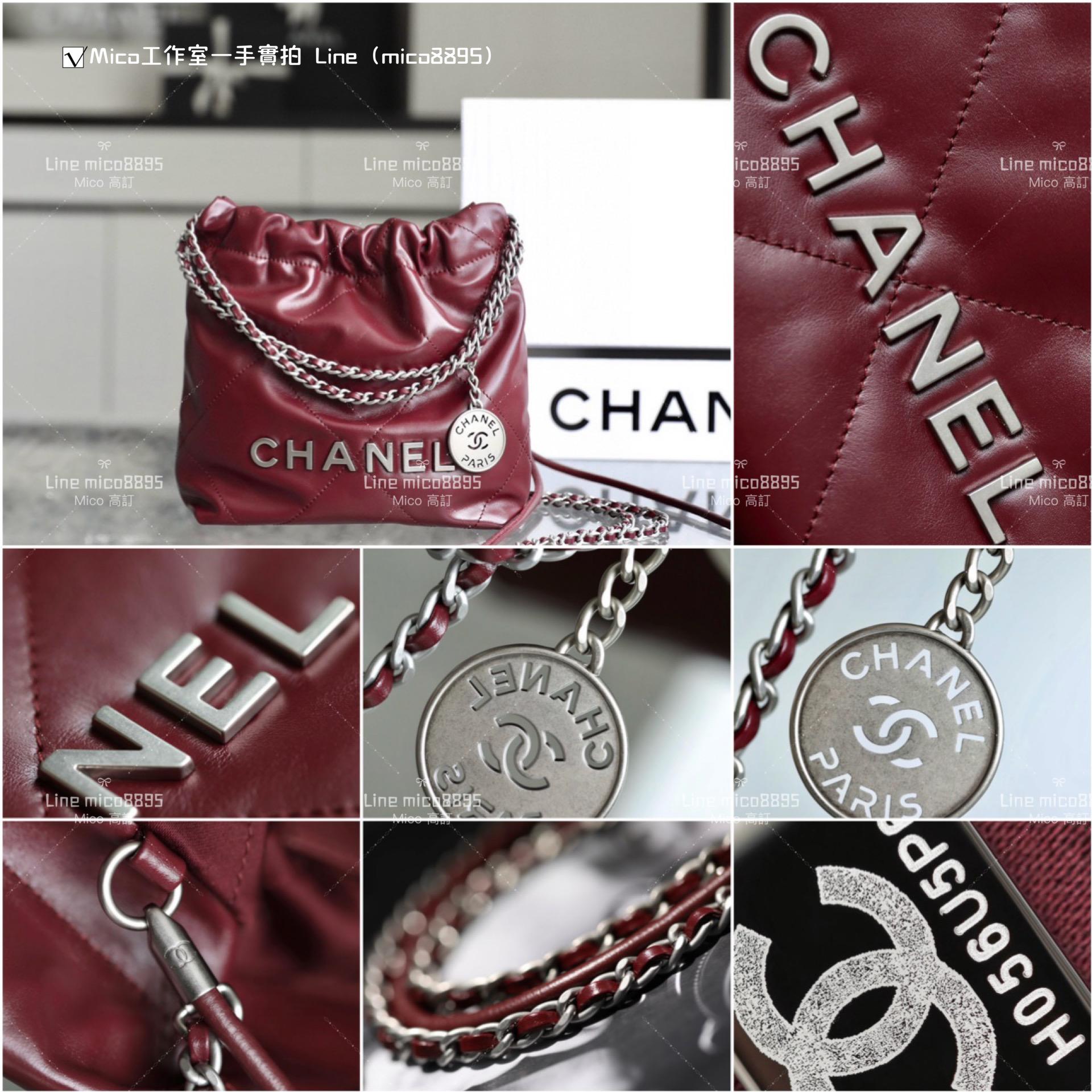 Chanel 手工坊系列 mini22Bag 深紅/銀釦 尺寸：𝟣𝟫*𝟤𝟢*𝟨 𝖼𝗆