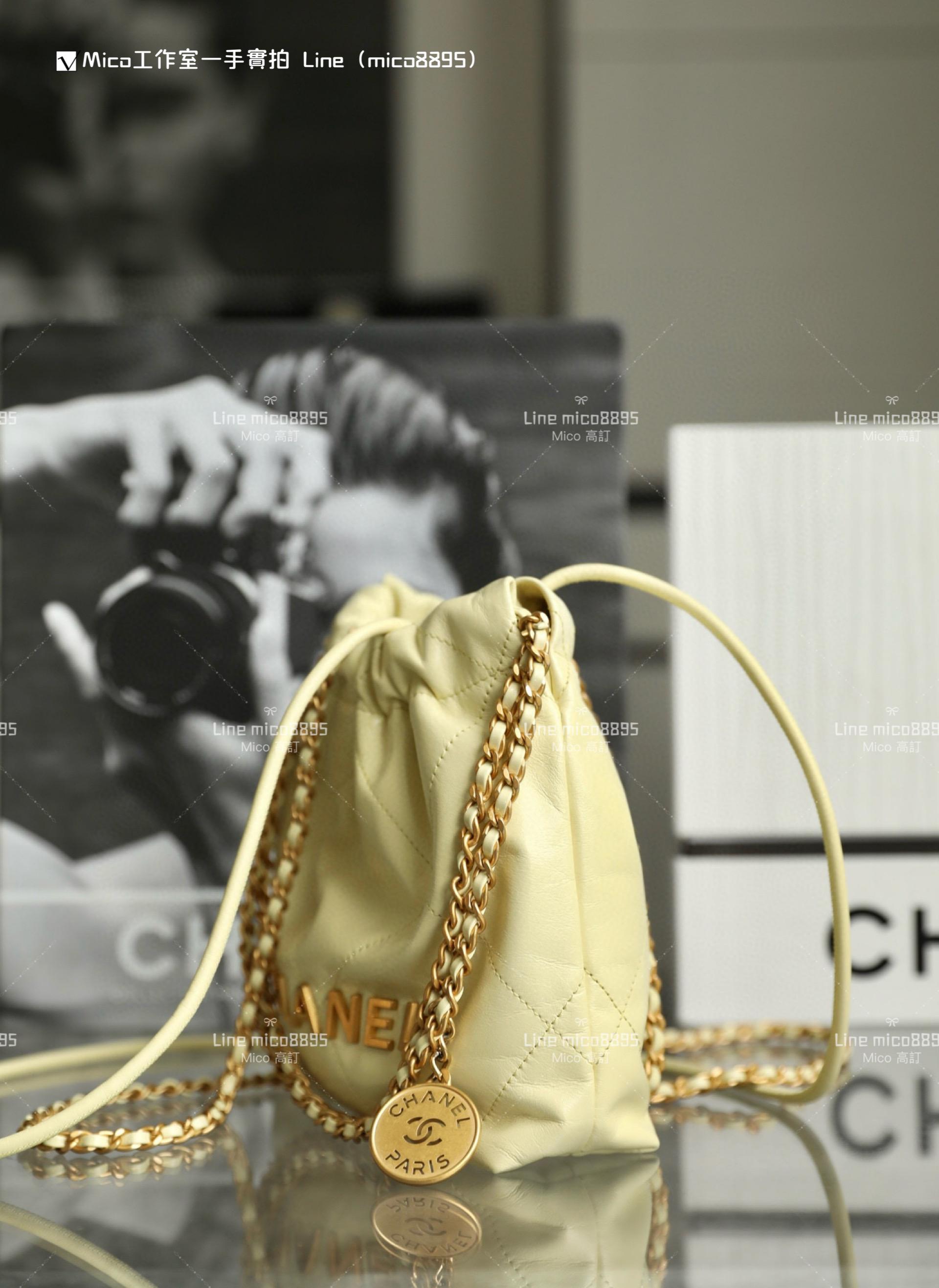 Chanel 手工坊系列 mini22Bag 小雞黃/金釦 尺寸：𝟣𝟫*𝟤𝟢*𝟨 𝖼𝗆