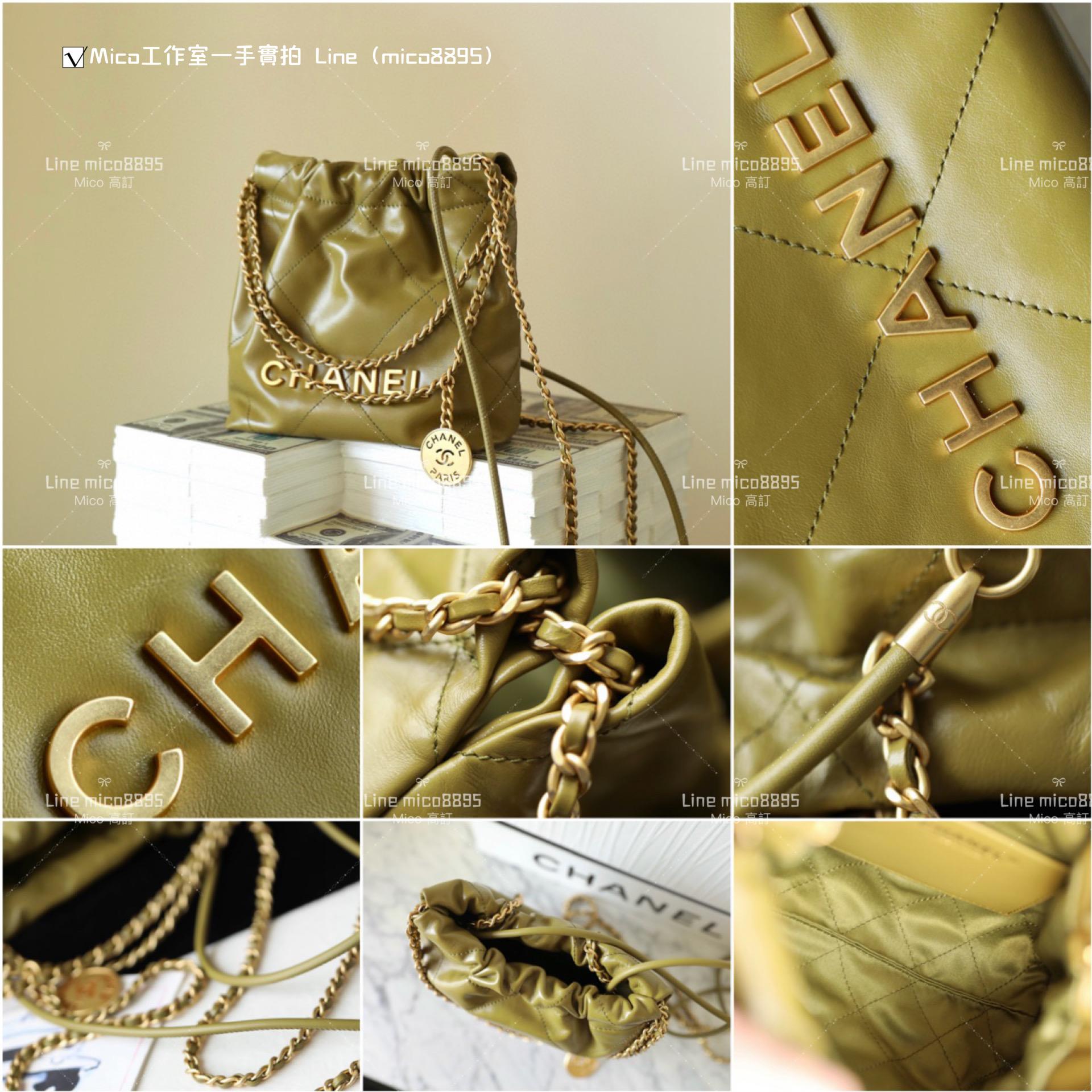 Chanel 手工坊系列 mini22Bag 牛油果綠/金釦 尺寸：𝟣𝟫*𝟤𝟢*𝟨 𝖼𝗆