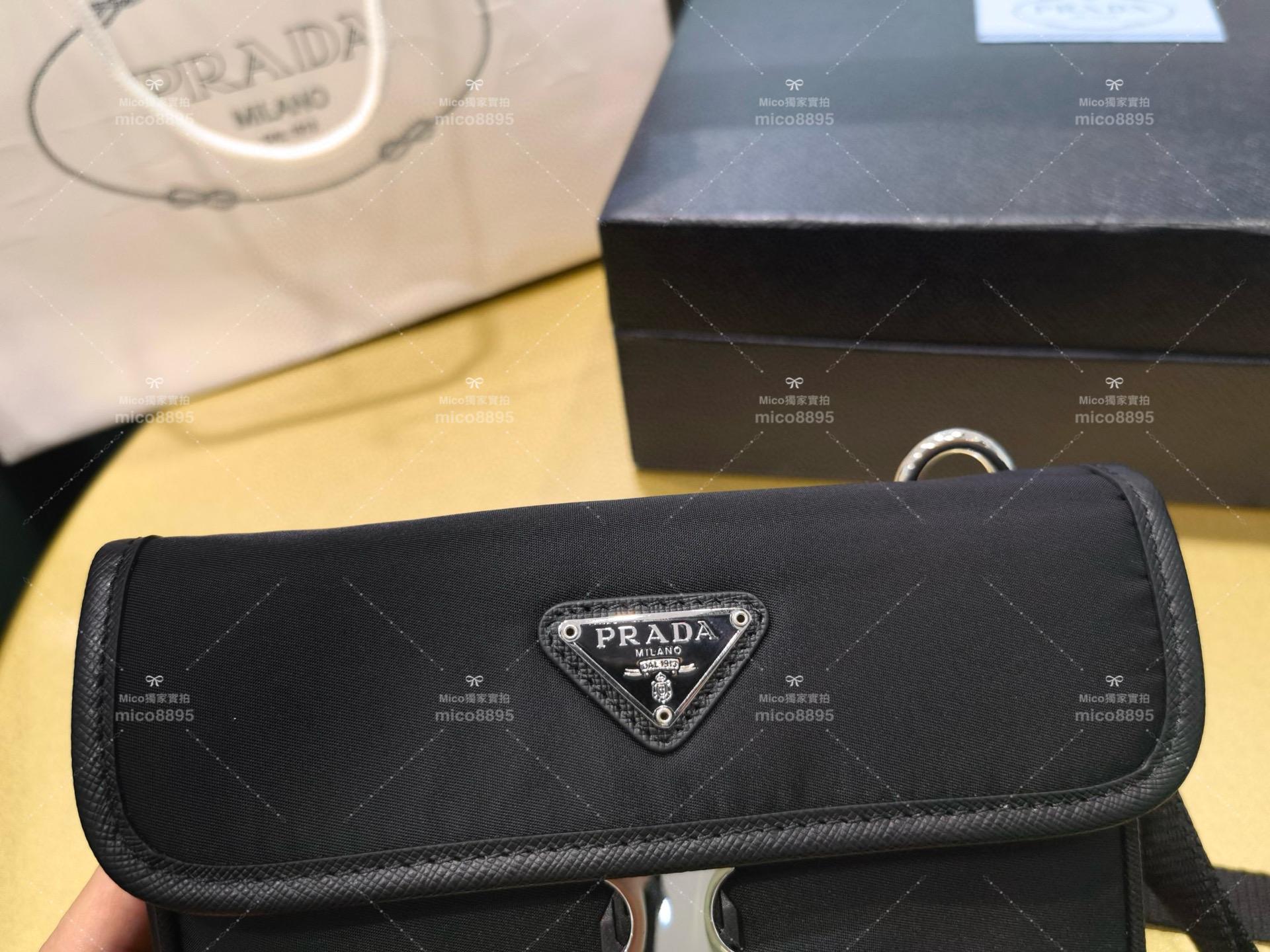 Prada 再生尼龍拼防刮牛皮 迷你郵差包 男女同款 輕巧好搭 18cm