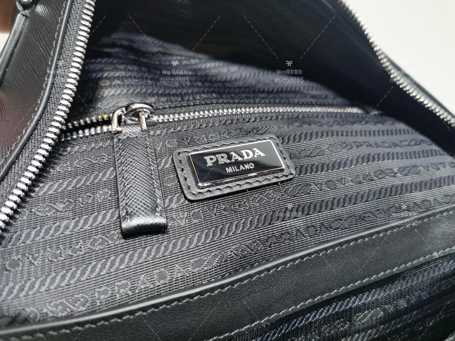 Prada Saffiano十字牛皮材質 雙肩書包 商務肩背包 27cm