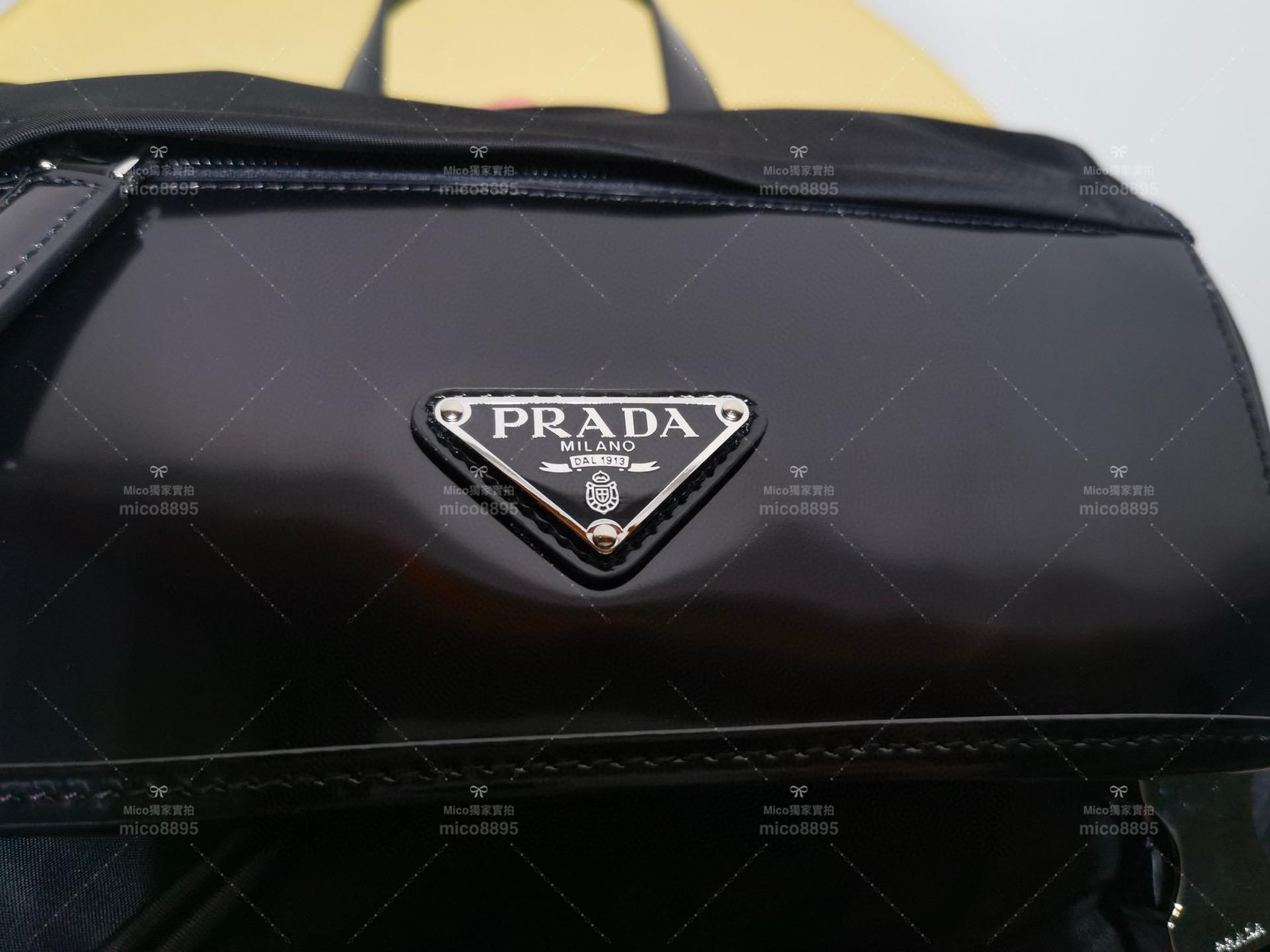 Prada 23最新款Re-Nylon配亮面皮背包/男包/女包/旅行包