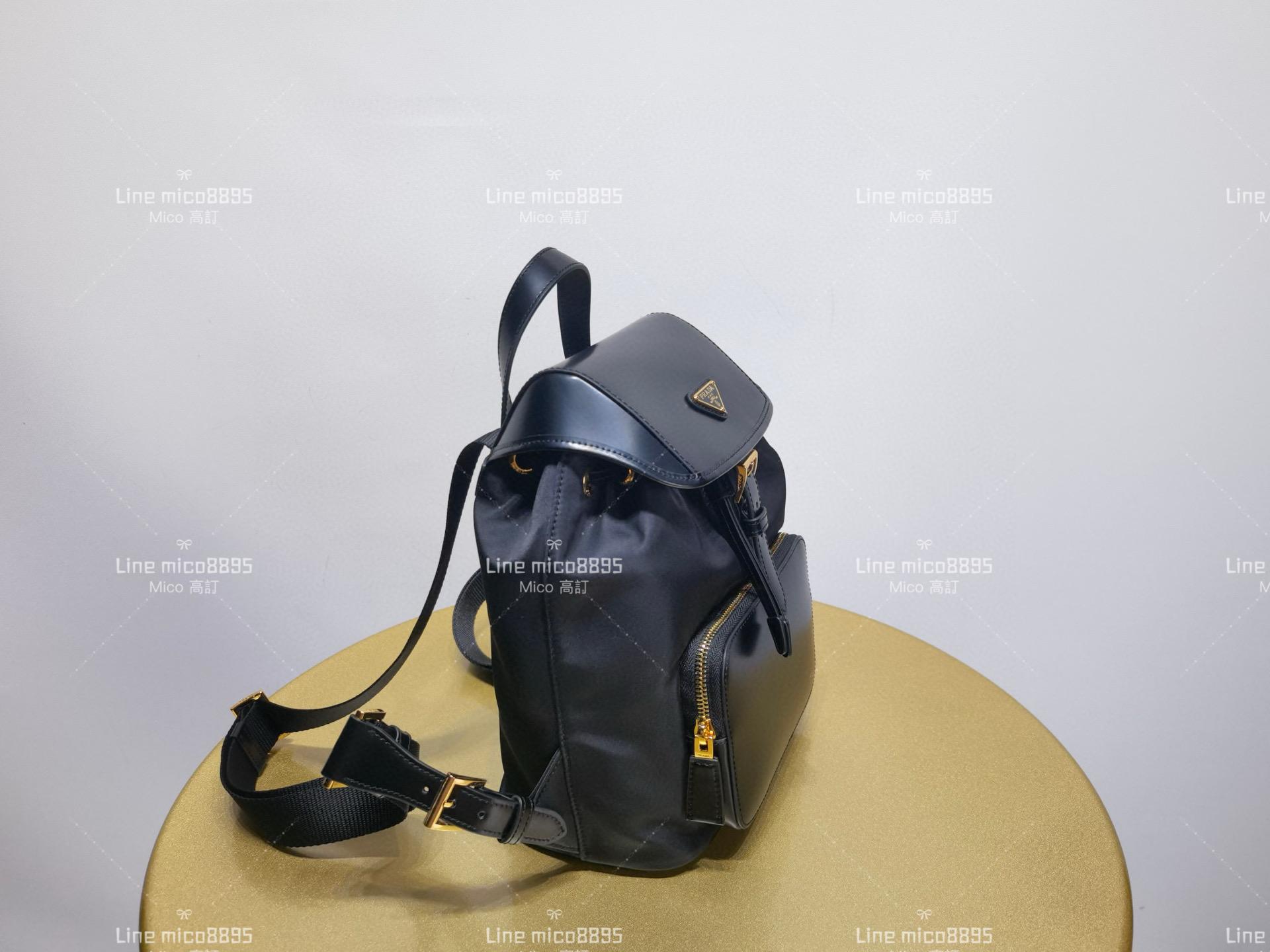 Prada 秋冬新品女款背包 雙肩包 尼龍拼皮 20cm