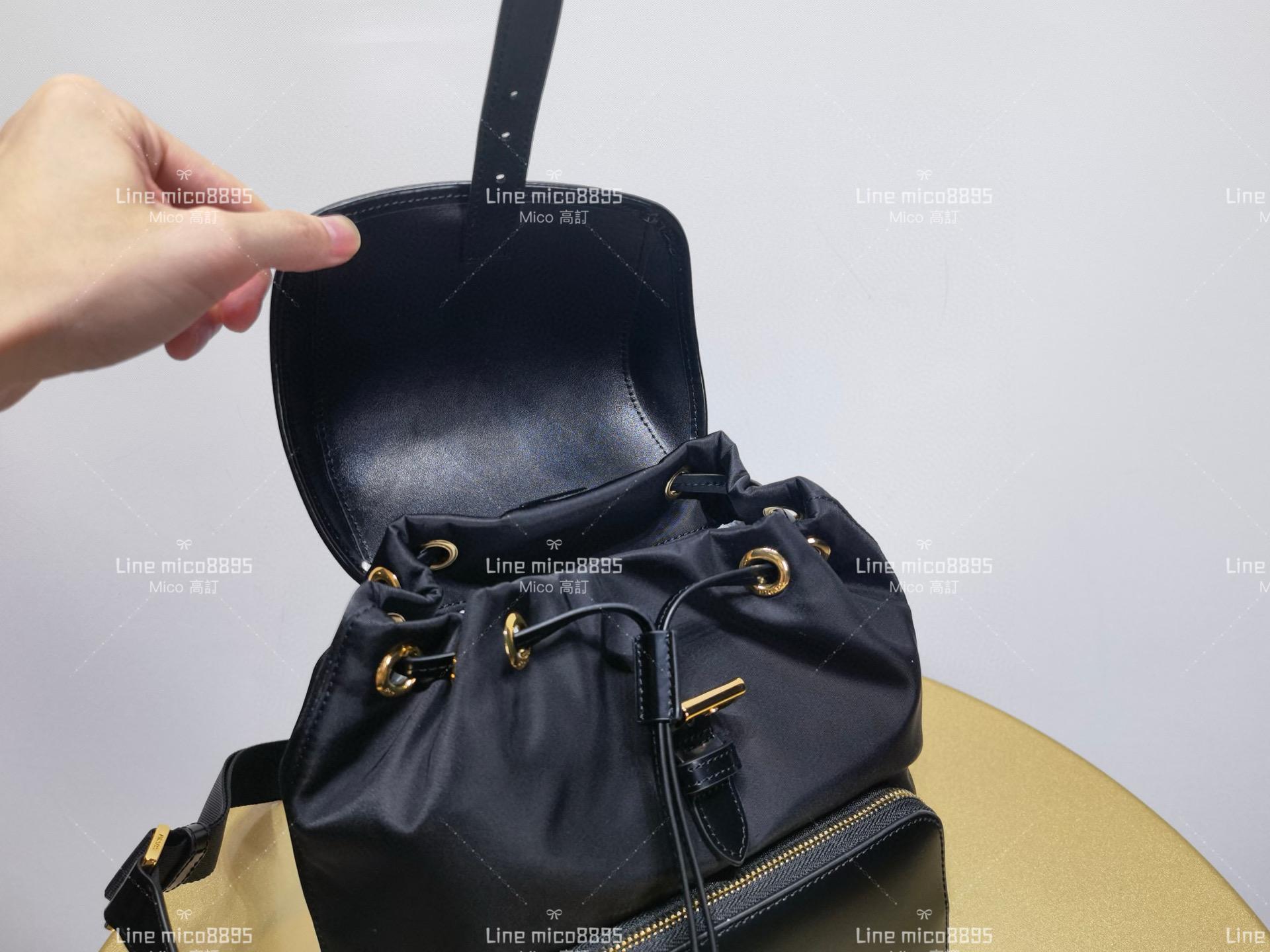 Prada 秋冬新品女款背包 雙肩包 尼龍拼皮 20cm