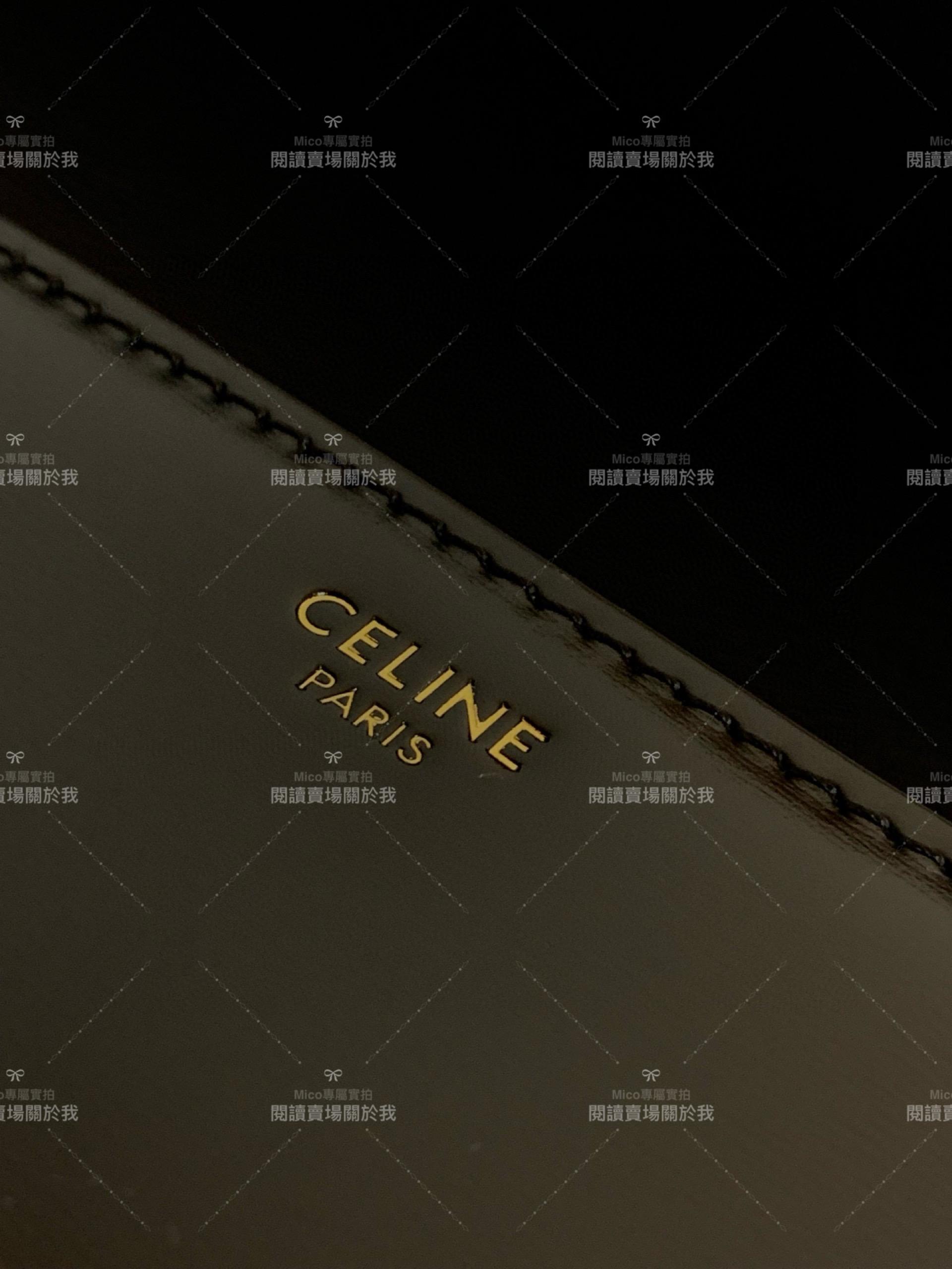 Celine 純鋼五金｜TRIOMPHE 黑色金釦 凱旋門腋下包 20cm