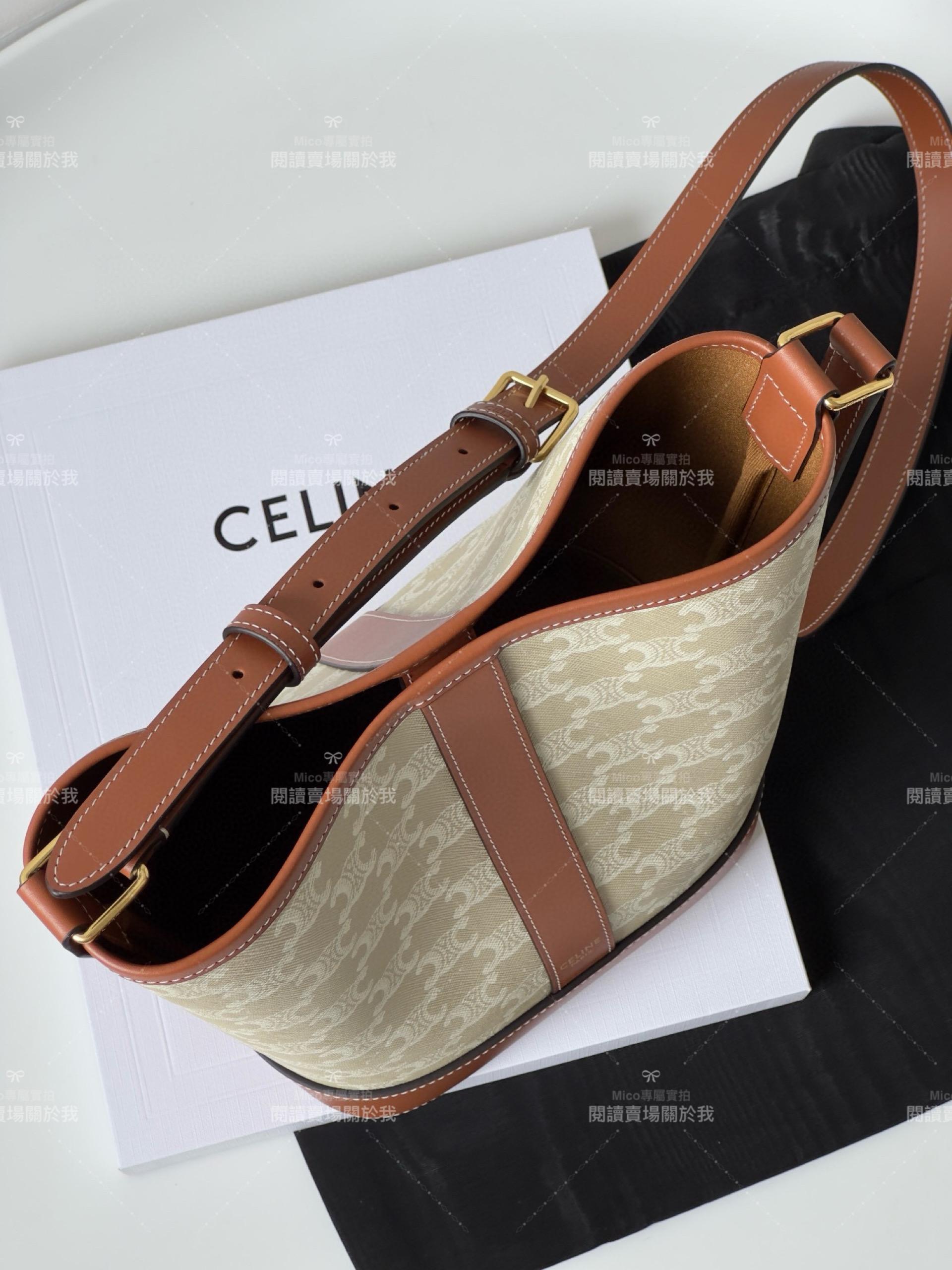 ｛限定色｝ Celine｜超好搭的小號水桶包 米白色 22cm