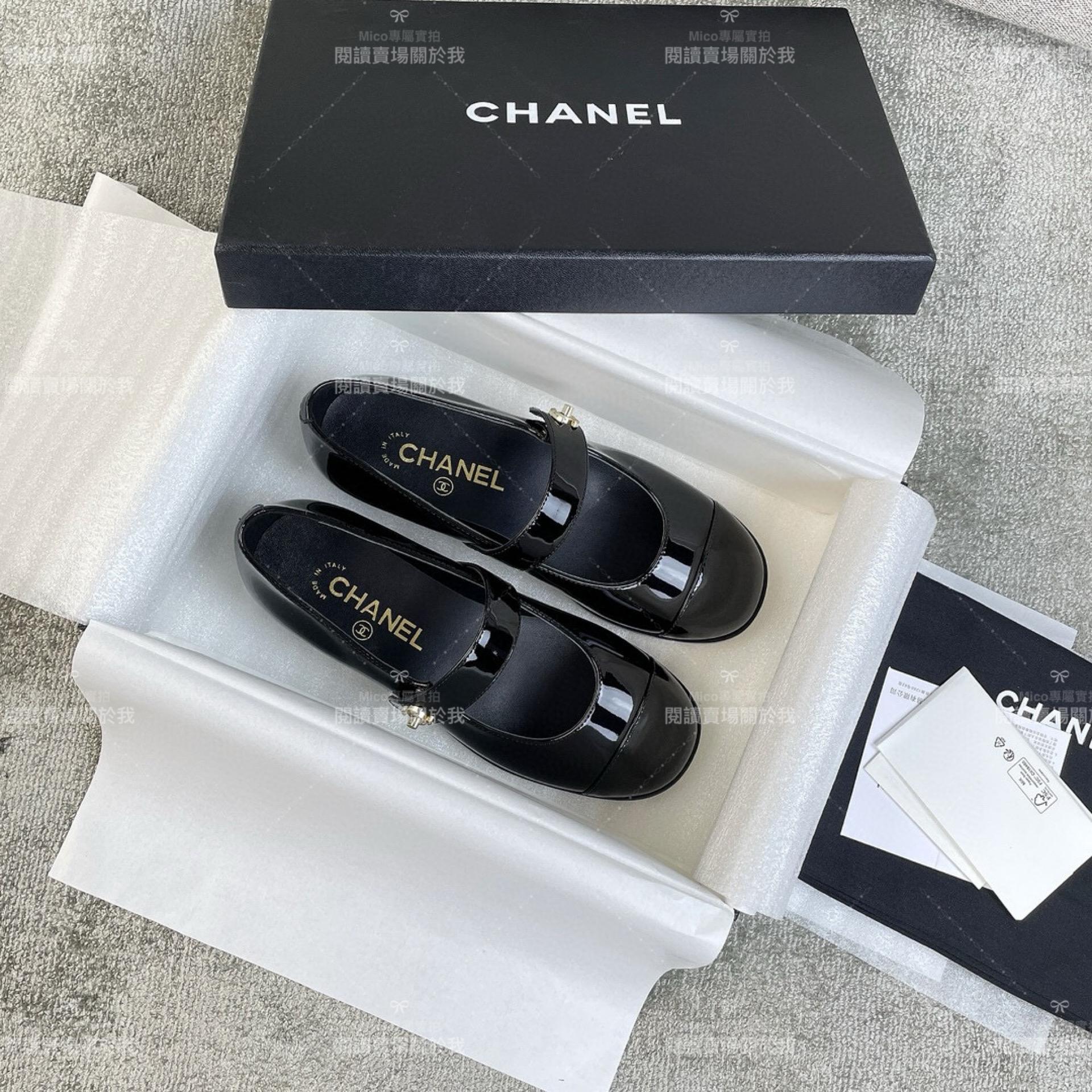 CHANEL 經典書包釦 漆皮黑色 金釦 瑪莉珍娃娃鞋 35-39