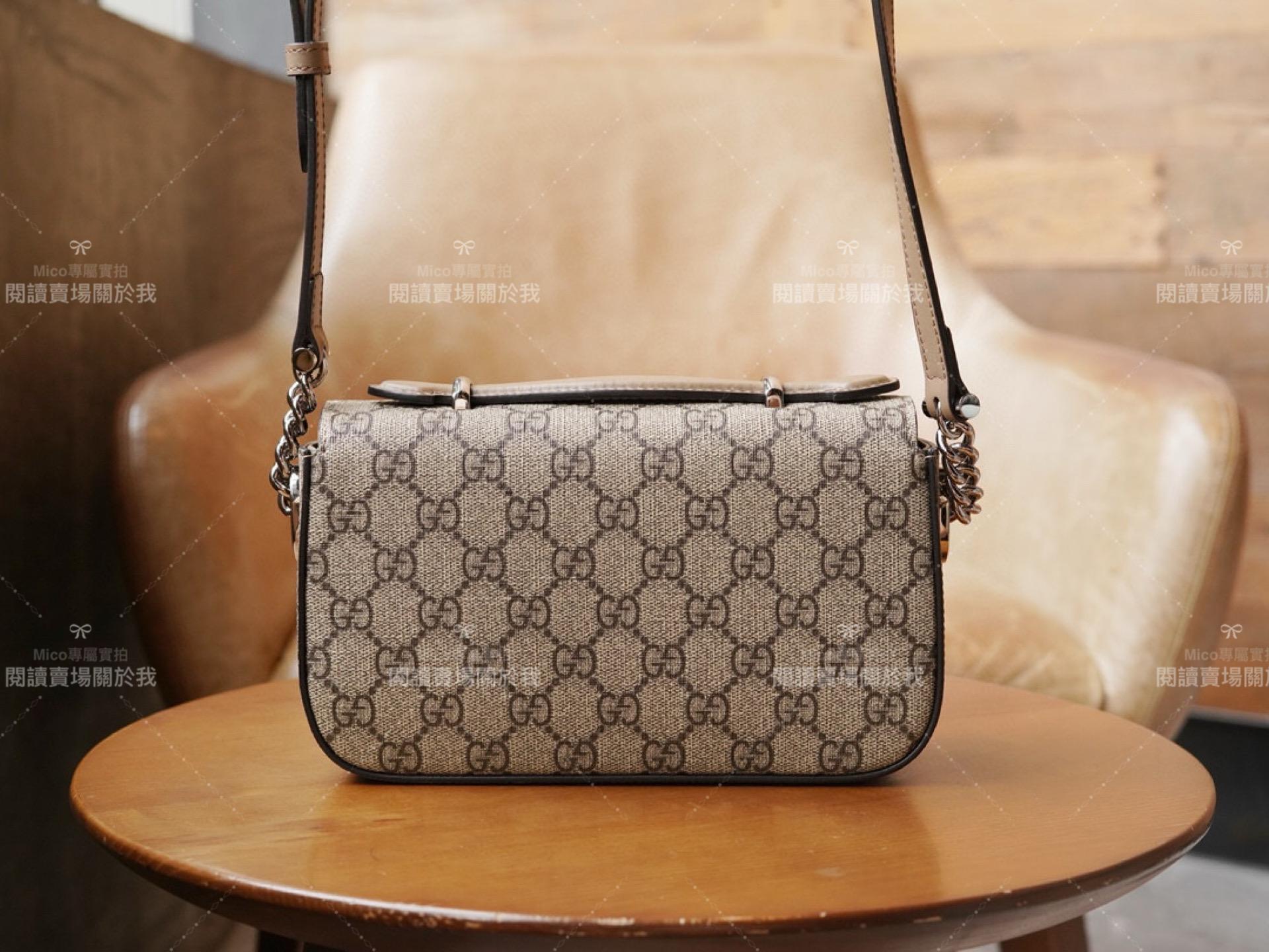 GUCCI Petite 𝐆𝐆系列 肩背包 老花款 21cm