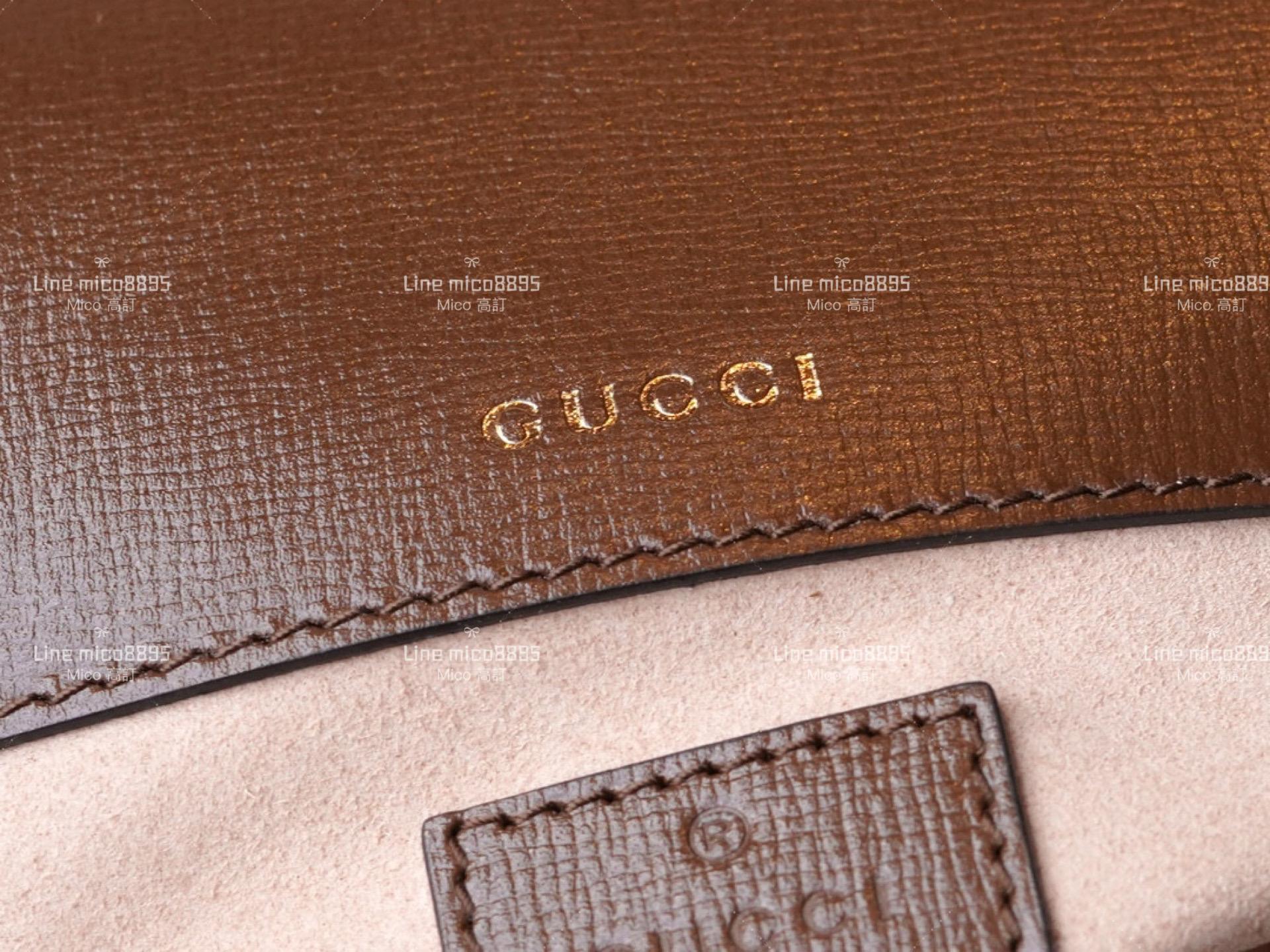 GUCCI 焦糖色 Horsebit 1955系列法棍包 橫款斜跨包 鍊帶包