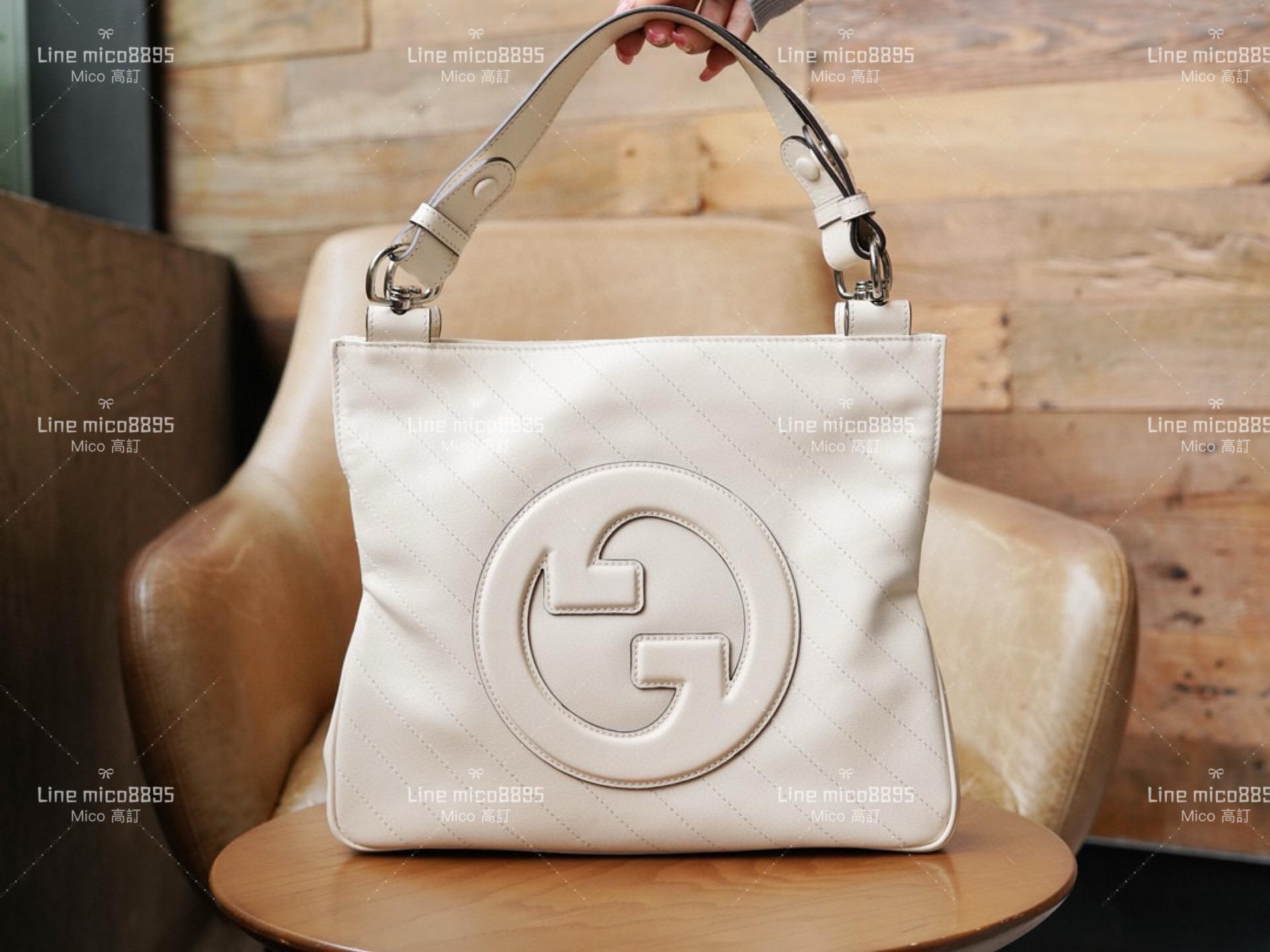 GUCCI blondie系列 小號托特包 奶油白 折疊包 通勤好用/媽媽包 24cm