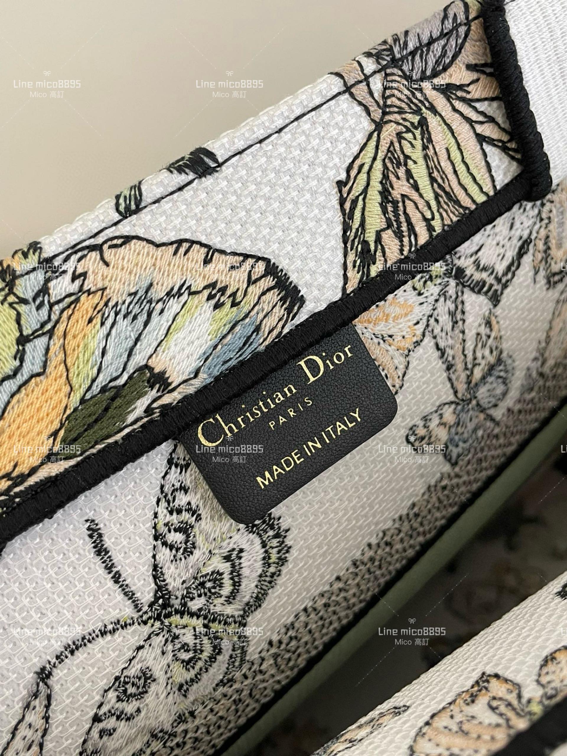 Dior 中號 綠色蝴蝶刺繡Tote手提包 最新秋冬系列 36cm