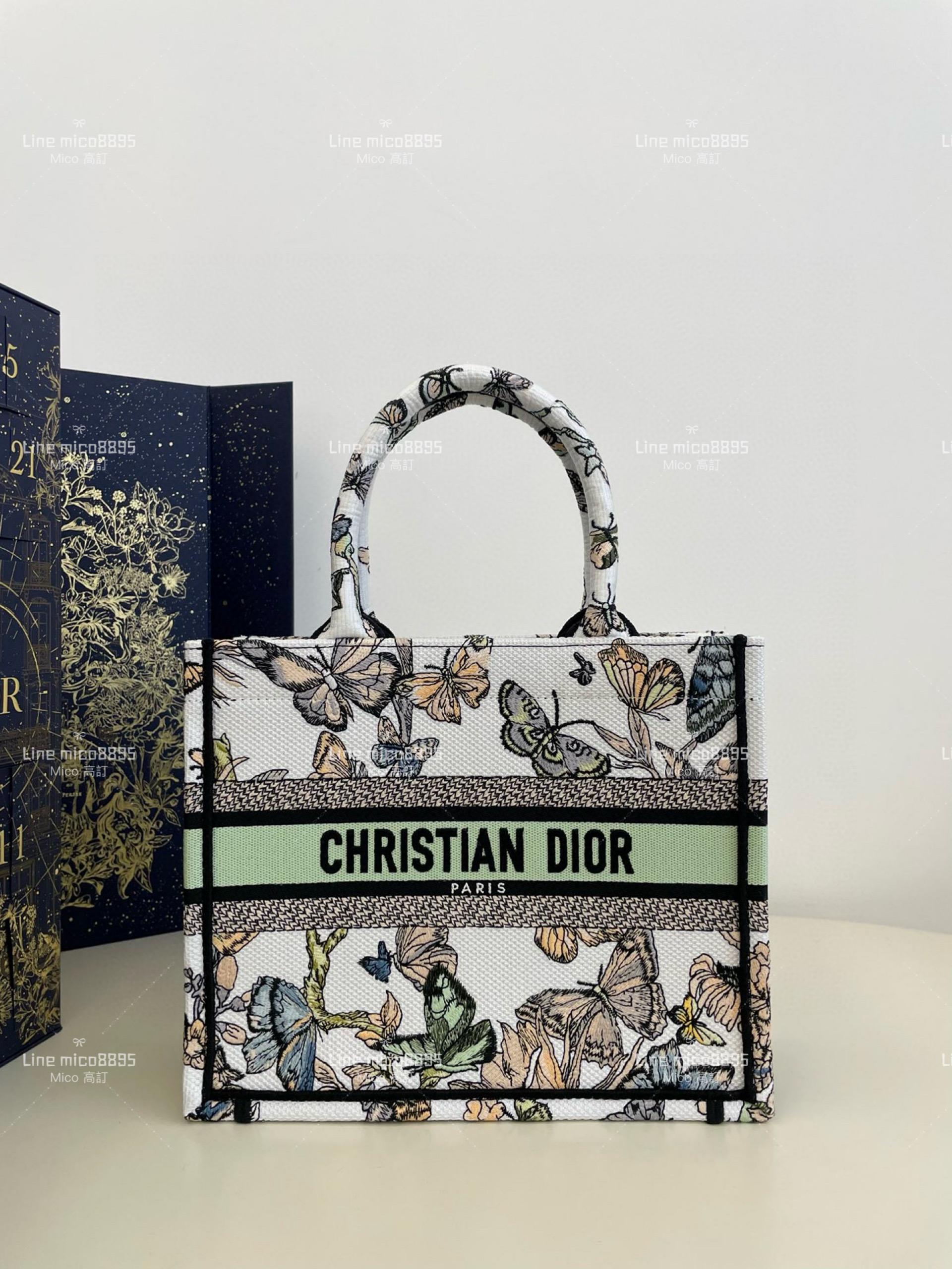 Dior 小號 綠色蝴蝶刺繡Tote手提包 最新秋冬系列 26cm