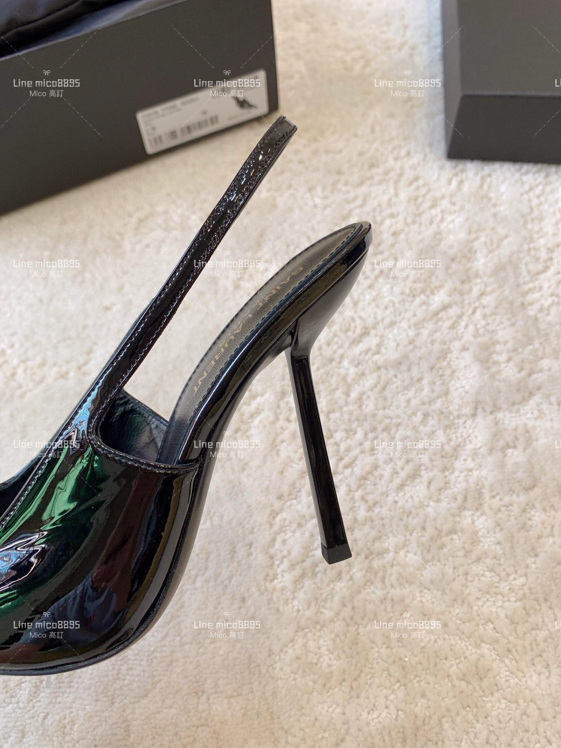 YSL 聖羅蘭 秀款 低調簡約款 漆皮繫帶高跟涼鞋 11cm 35-39