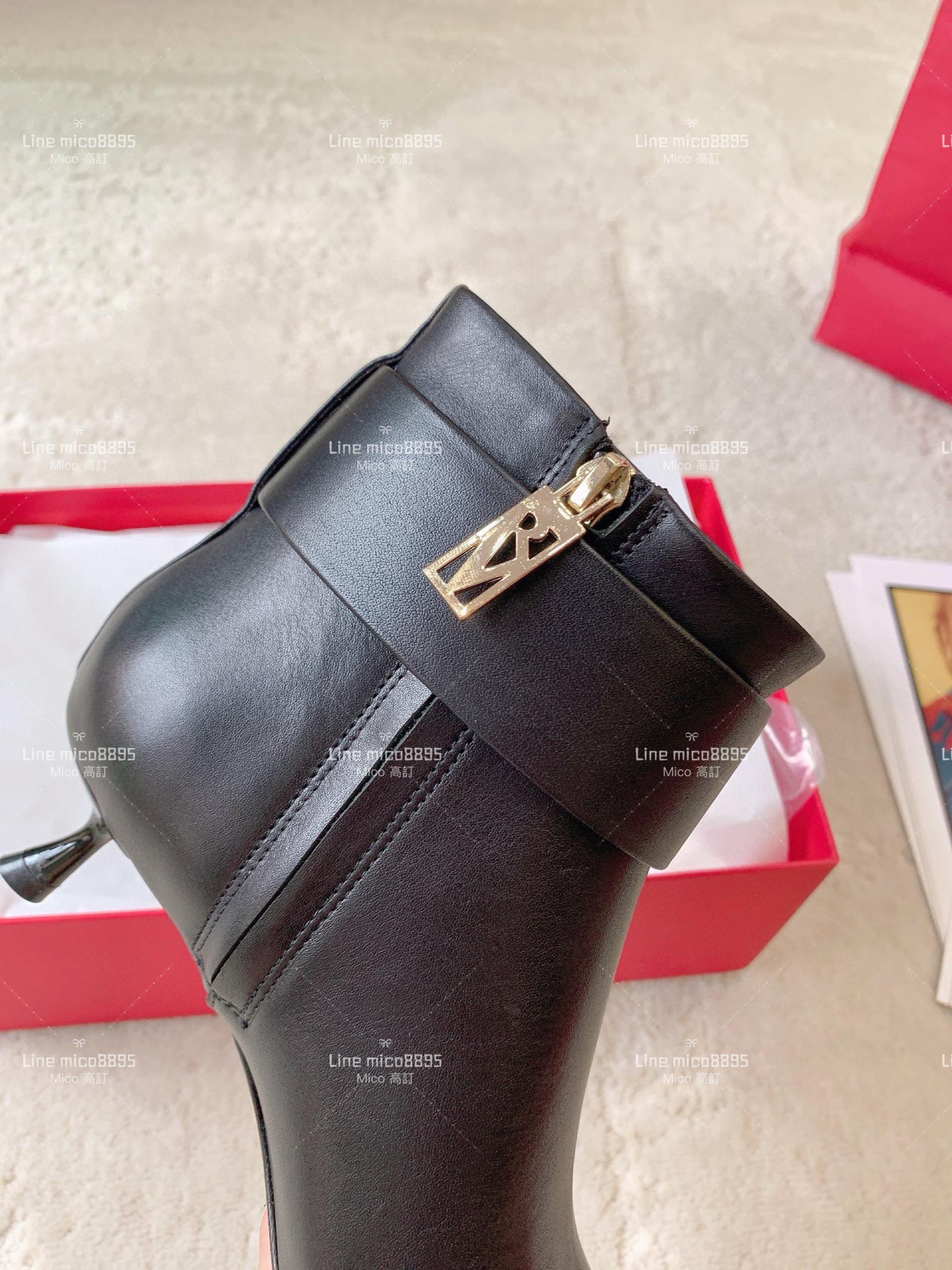 Roger vivier 秋冬新款 小牛皮黑色 水鑽高跟短靴 踝靴 4.5cm 34-39