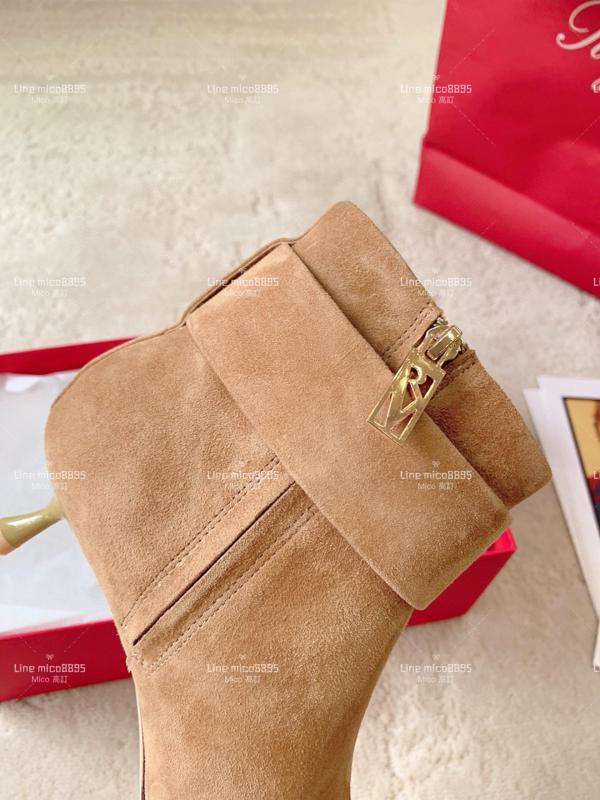 Roger vivier 秋冬新款 麂皮 水鑽高跟短靴 踝靴 4.5cm 34-39