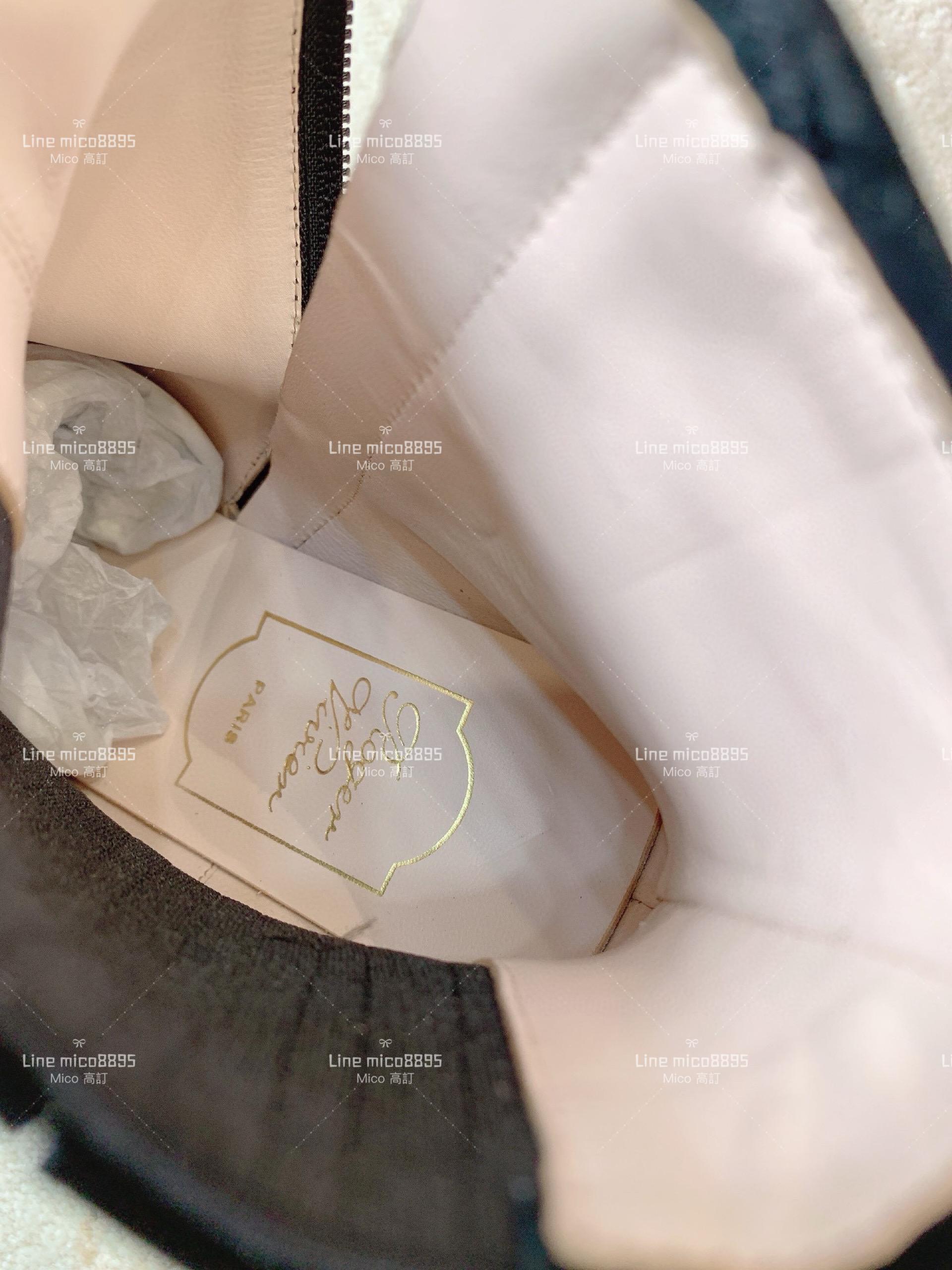 Roger Vivier | Tres vivier 麂皮黑色鞋頭方釦短靴 踝靴 8.5cm