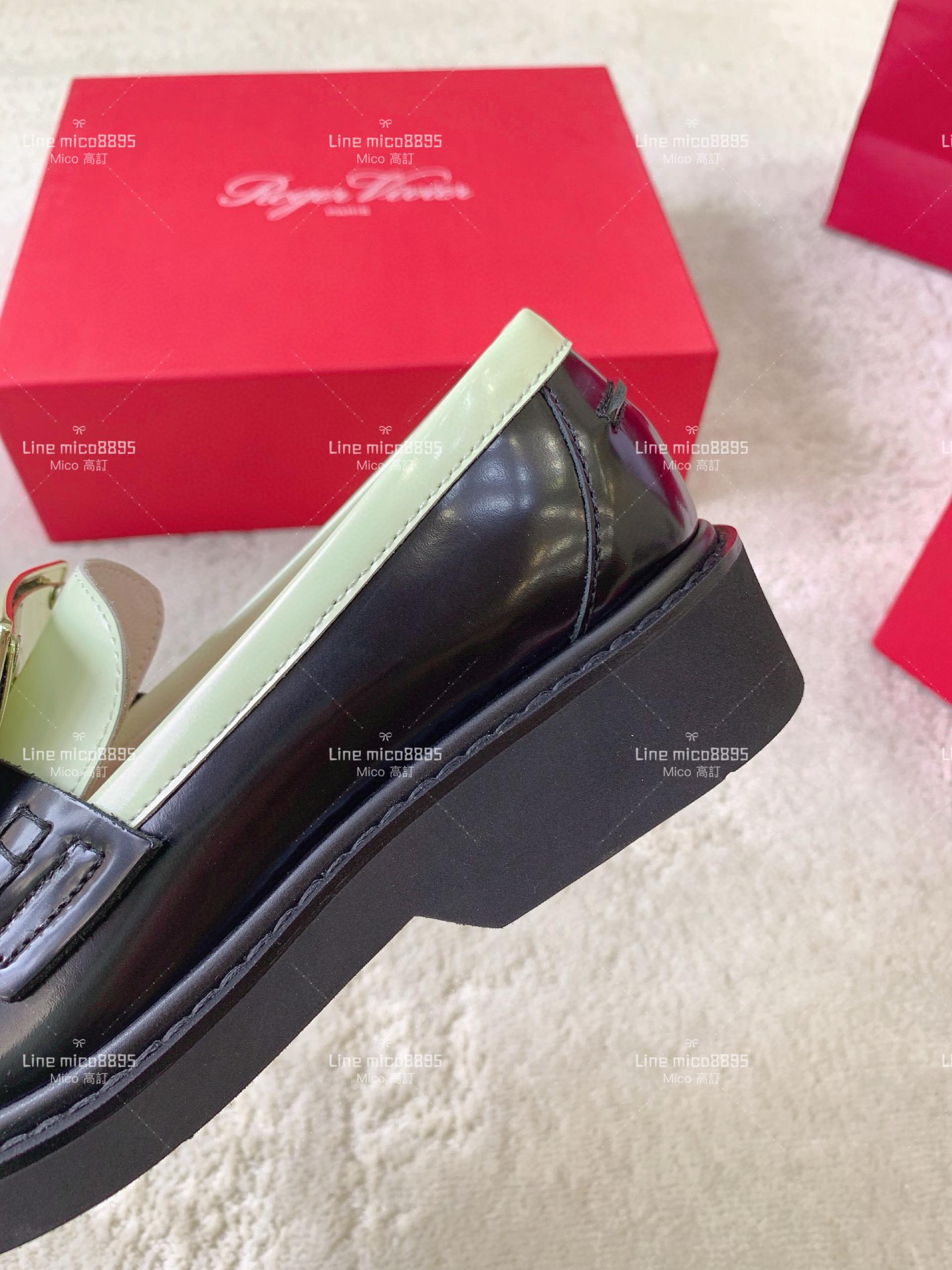 Roger Vivier | RV Yorkdale 新款樂福鞋 黑白拼色/金釦 休閒鞋/女鞋 35-40