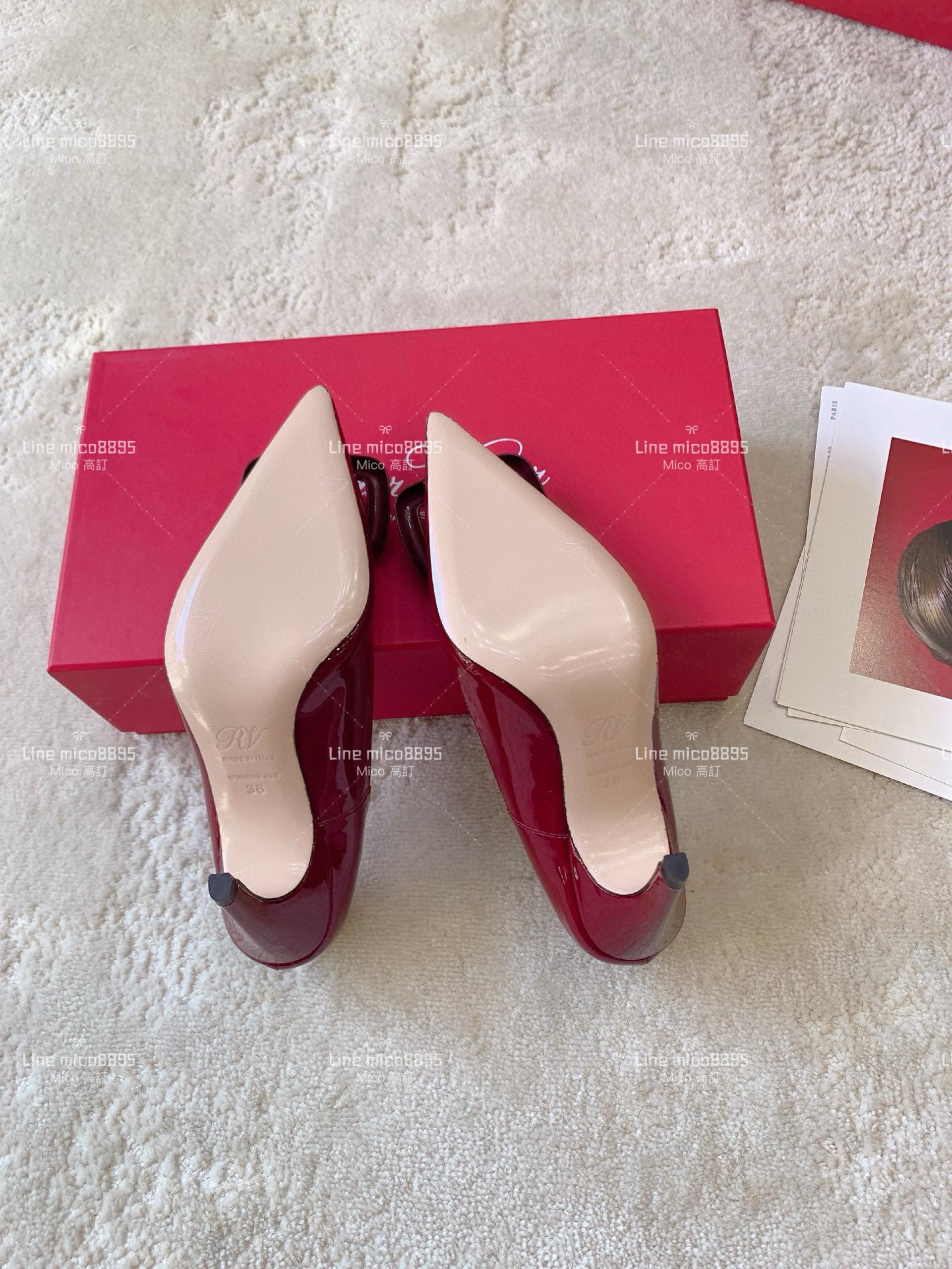 Roger Vivier | RV Choc系列 酒紅尖頭漆皮高跟鞋 8.5cm 35-39