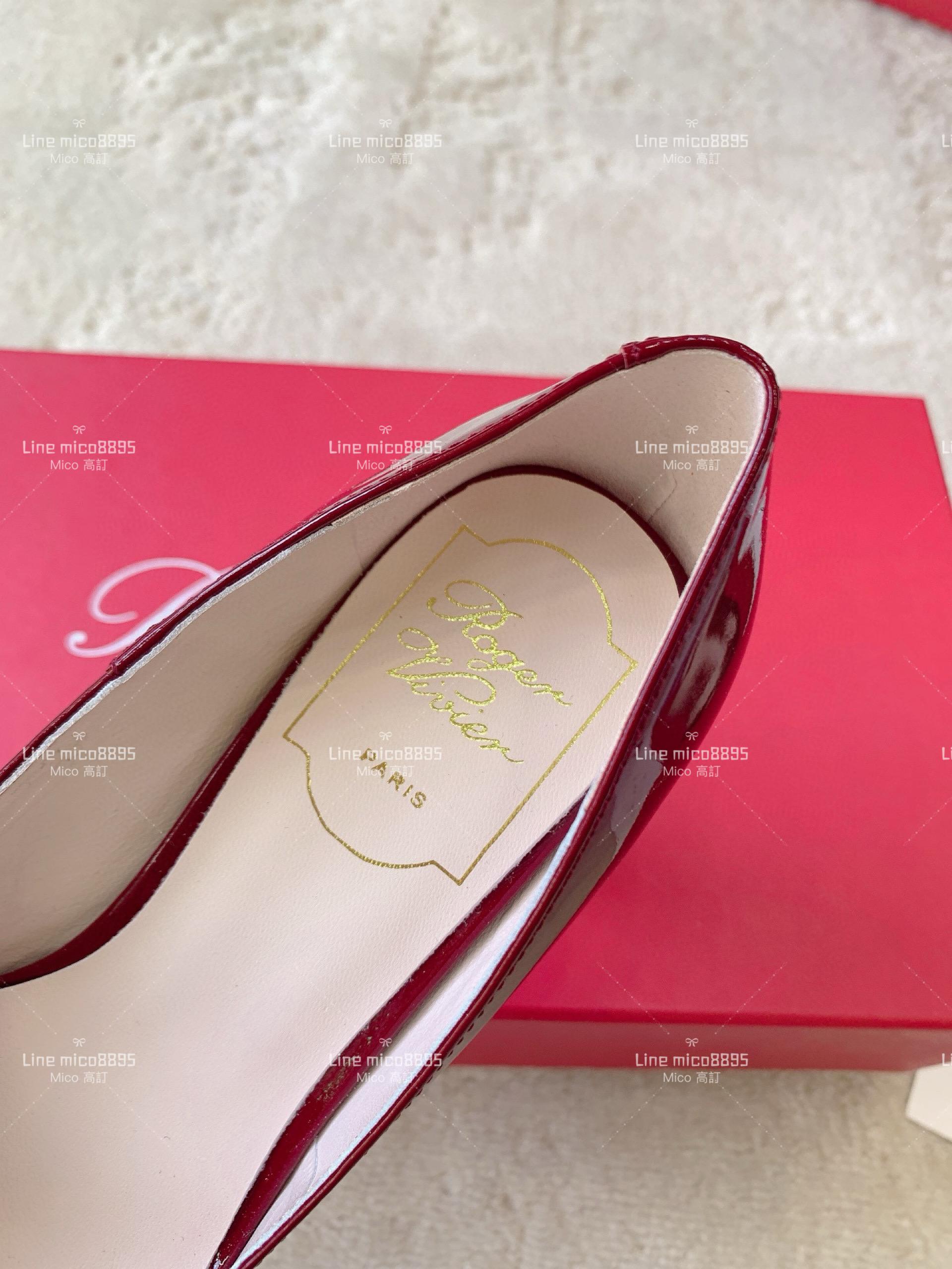 Roger Vivier | RV Choc系列 酒紅尖頭漆皮高跟鞋 8.5cm 35-39