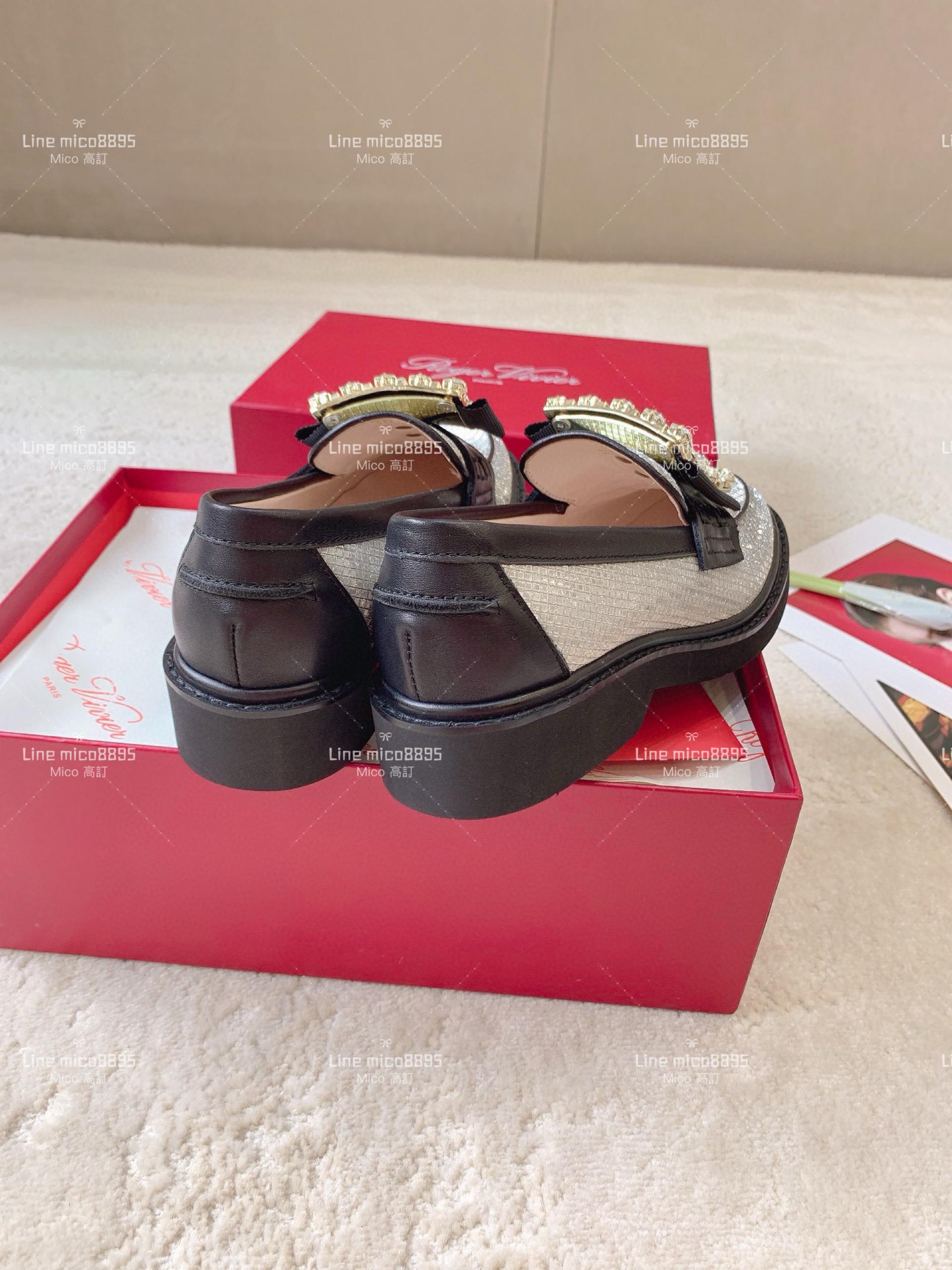 Roger Vivier | RV Yorkdale 新款樂福鞋 銀色/鑽釦 休閒鞋/女鞋 35-40