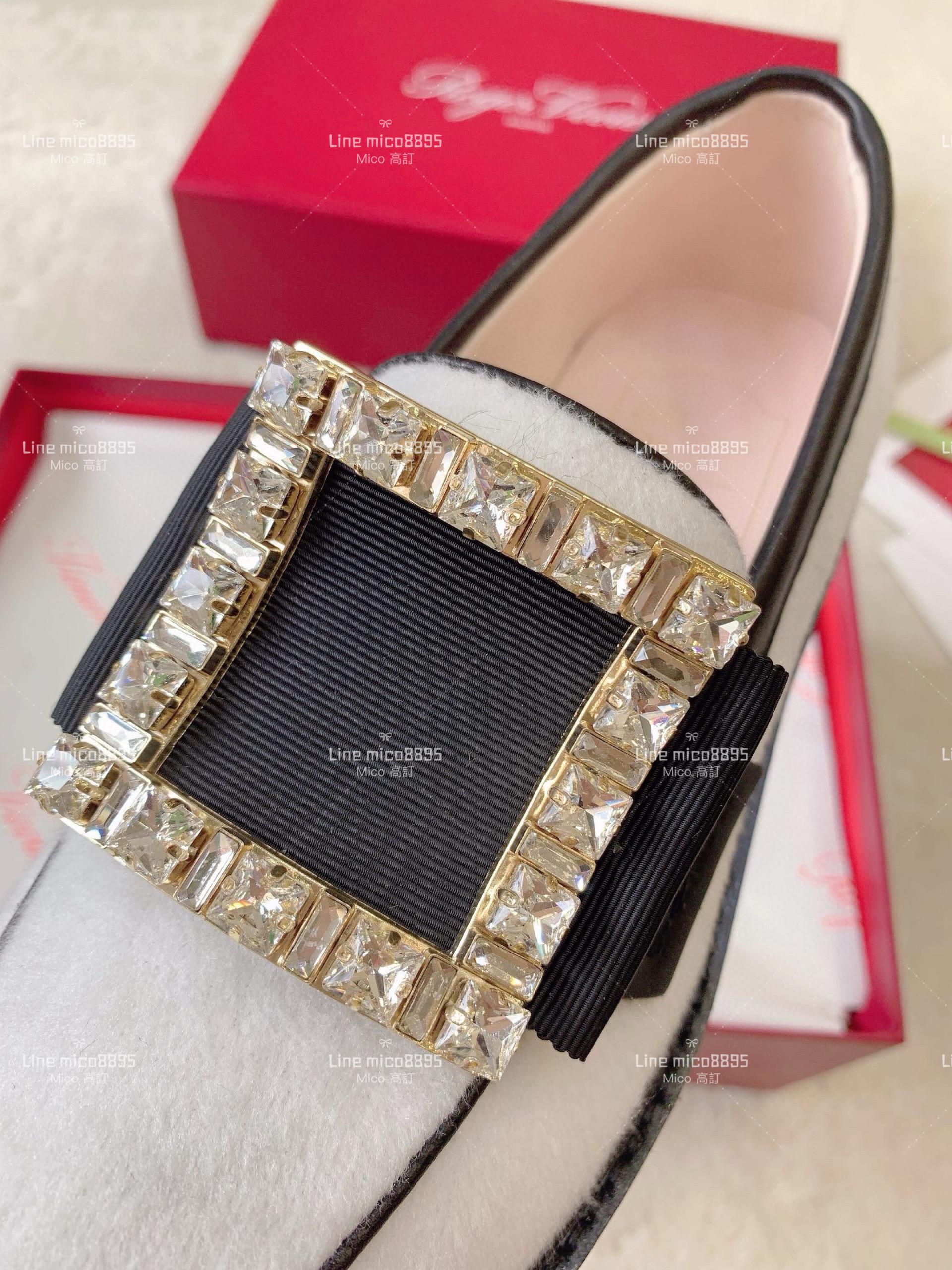 Roger Vivier | RV Yorkdale 新款樂福鞋 毛呢白色/鑽釦 休閒鞋/女鞋 35-40