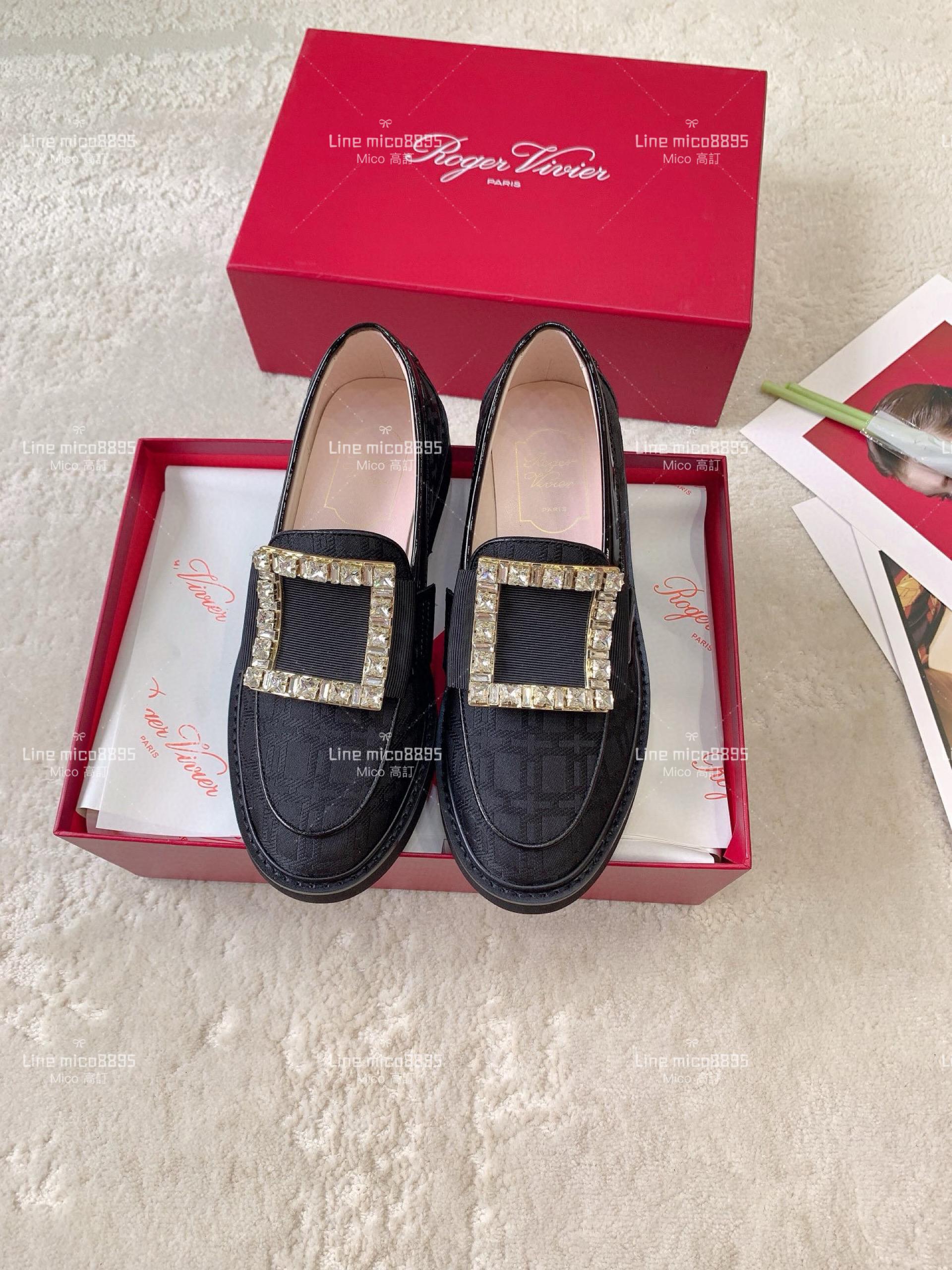 Roger Vivier | RV Yorkdale 新款樂福鞋 布面暗紋/鑽釦 休閒鞋/女鞋 35-40