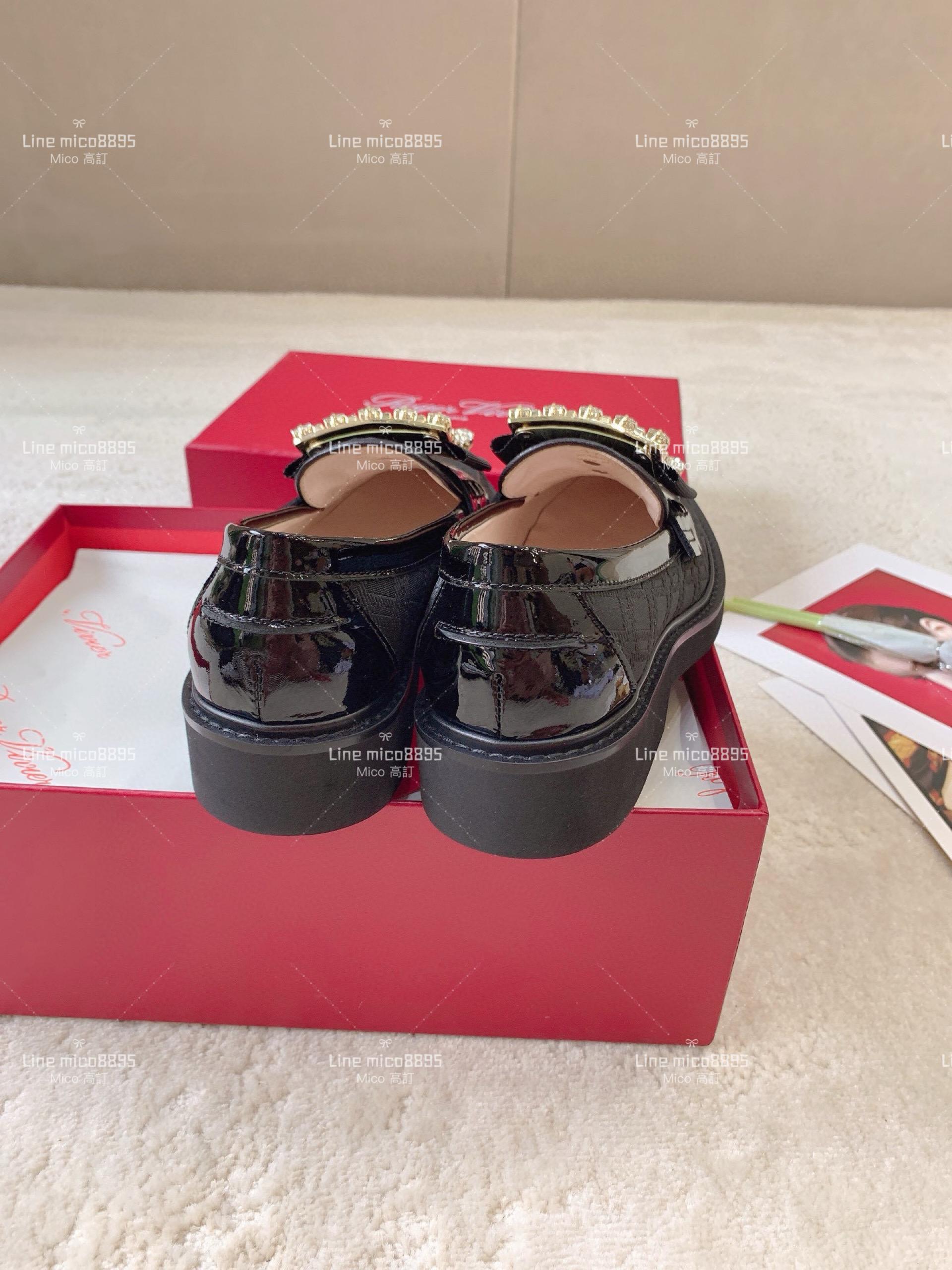 Roger Vivier | RV Yorkdale 新款樂福鞋 布面暗紋/鑽釦 休閒鞋/女鞋 35-40