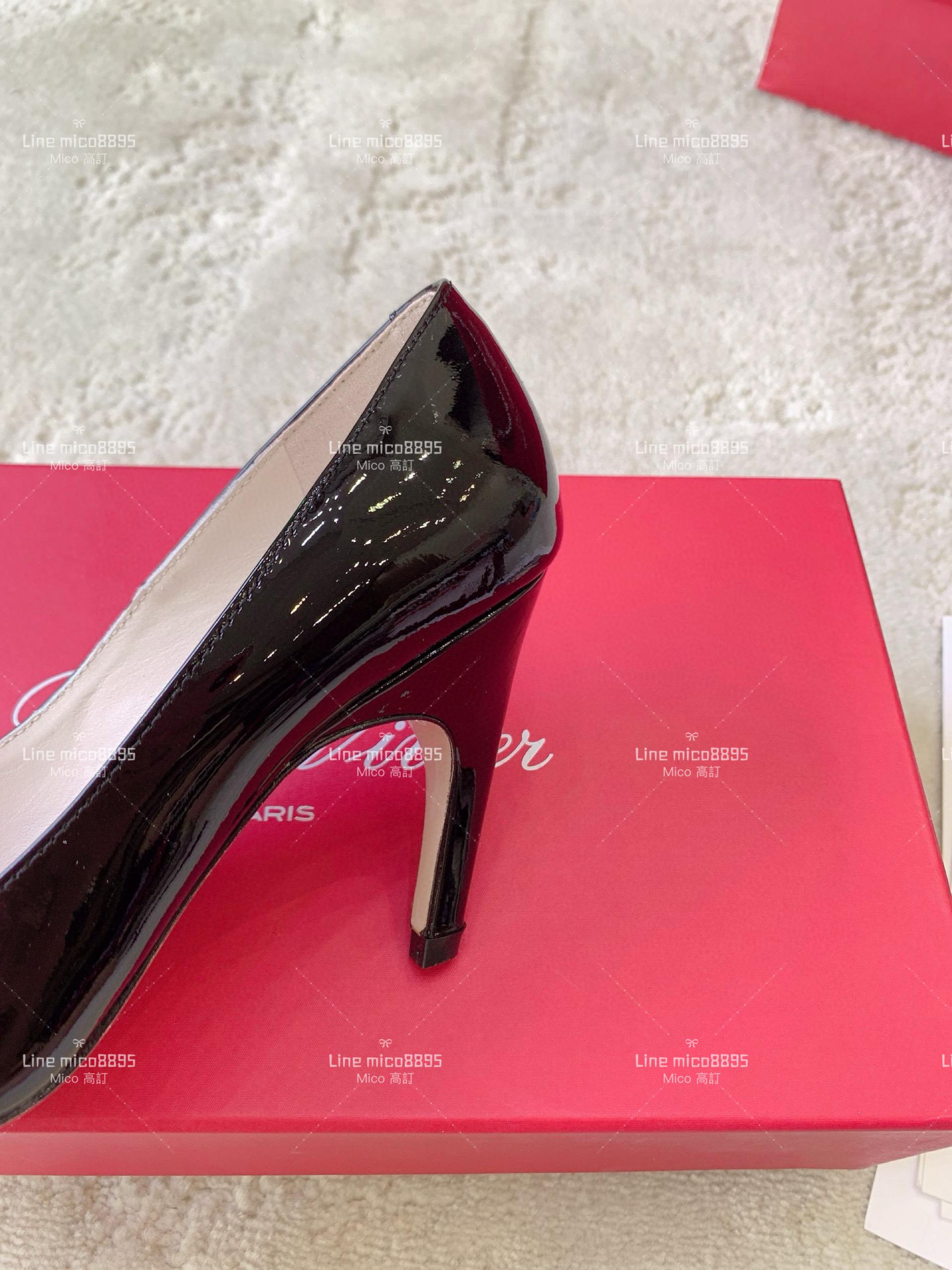 Roger Vivier | RV Choc系列 黑色 尖頭漆皮高跟鞋 8.5cm 35-39