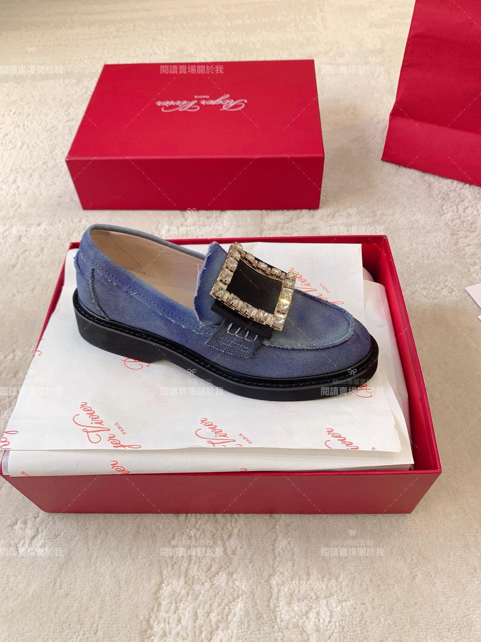 Roger Vivier | RV Yorkdale 丹寧牛仔藍鑽釦 經典樂福鞋 休閒鞋/女鞋 35-40