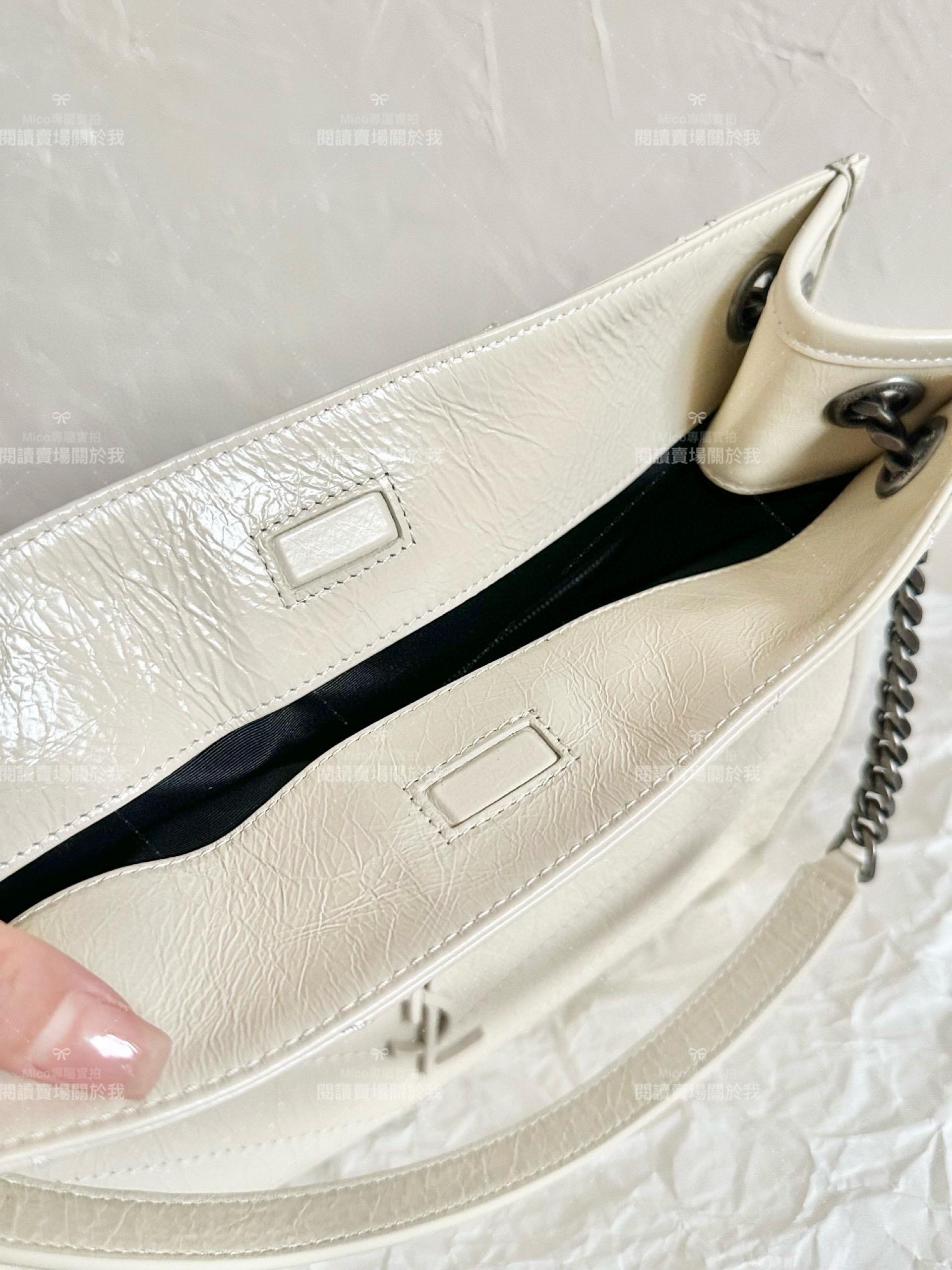 YSL 聖羅蘭 Niki購物袋 中號 奶白色 銀鍊 33Cm 妥妥的通勤包 媽媽包