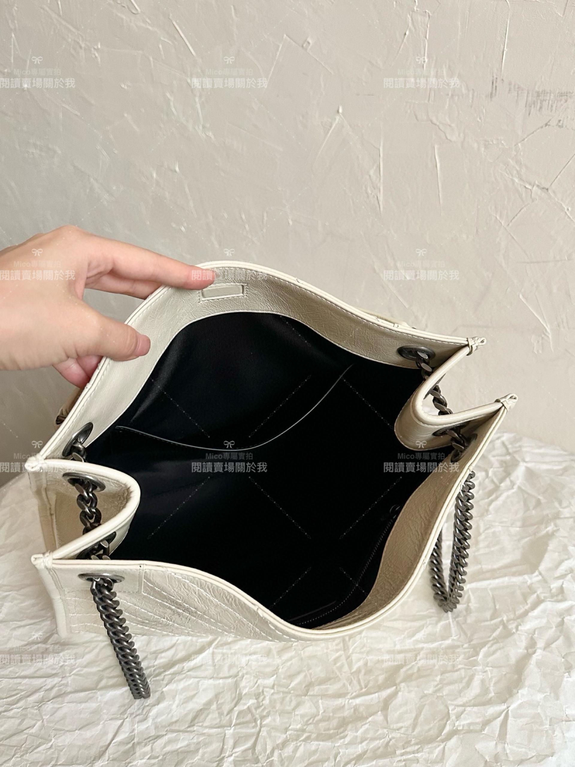 YSL 聖羅蘭 Niki購物袋 中號 奶白色 銀鍊 33Cm 妥妥的通勤包 媽媽包