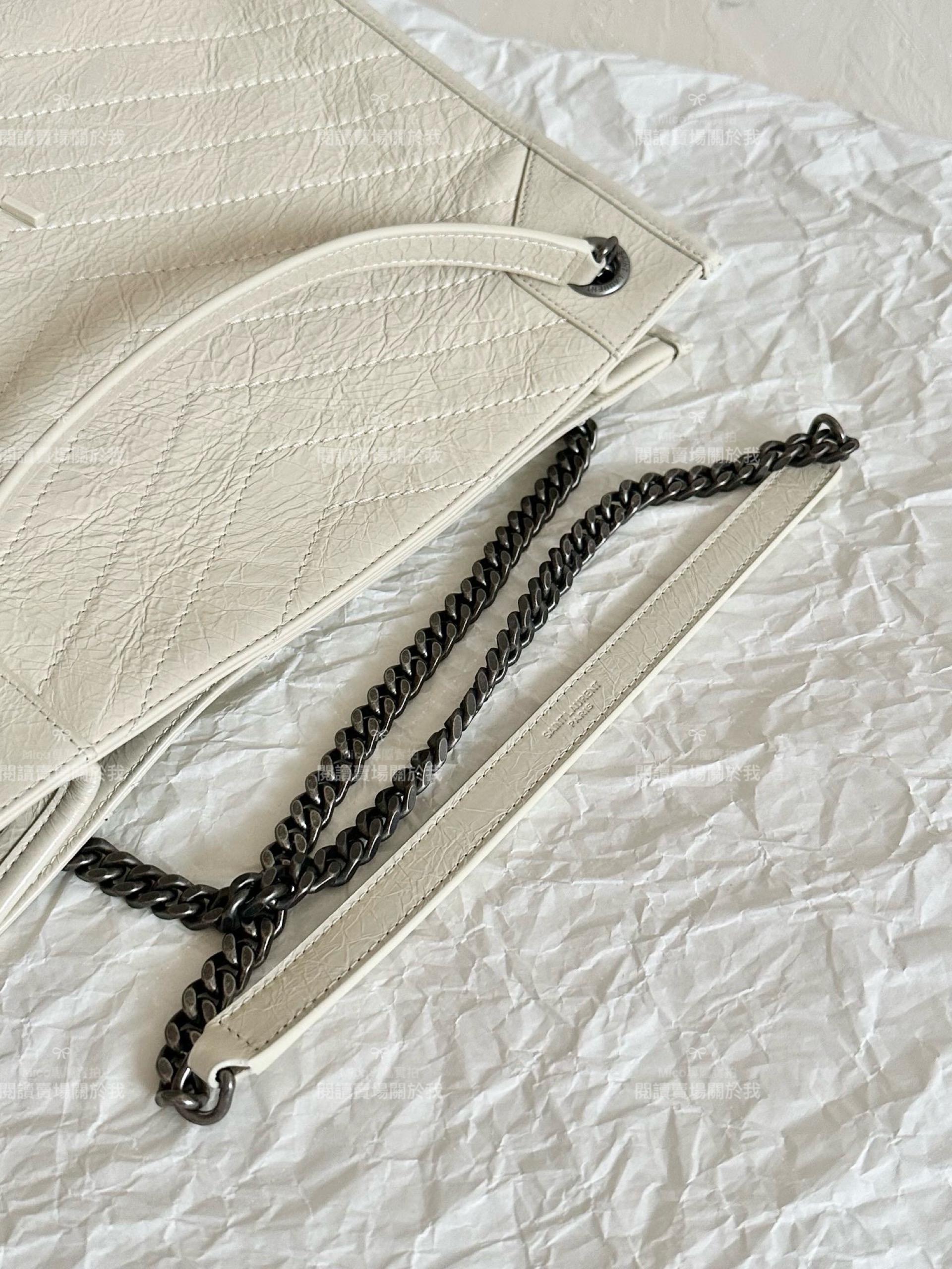 YSL 聖羅蘭 Niki購物袋 中號 奶白色 銀鍊 33Cm 妥妥的通勤包 媽媽包