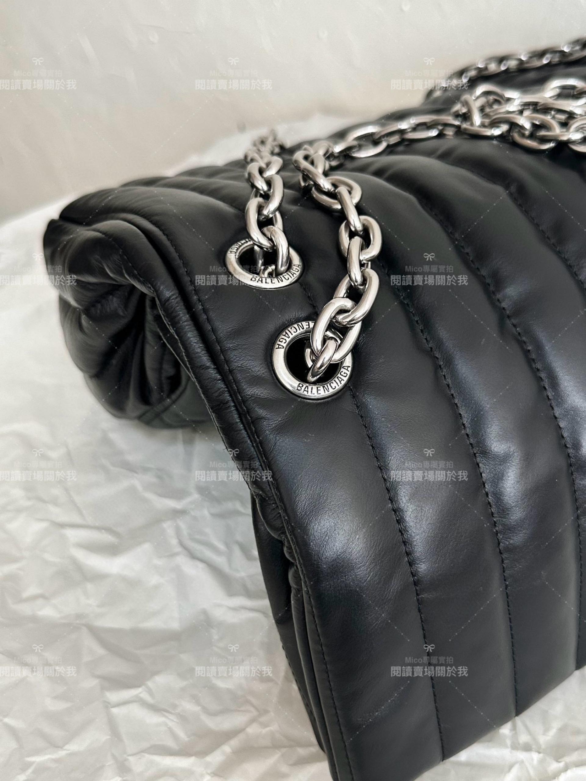 Balenciaga 巴黎世家 monaco蓬蓬包/枕頭包 黑銀中號 32.5cm