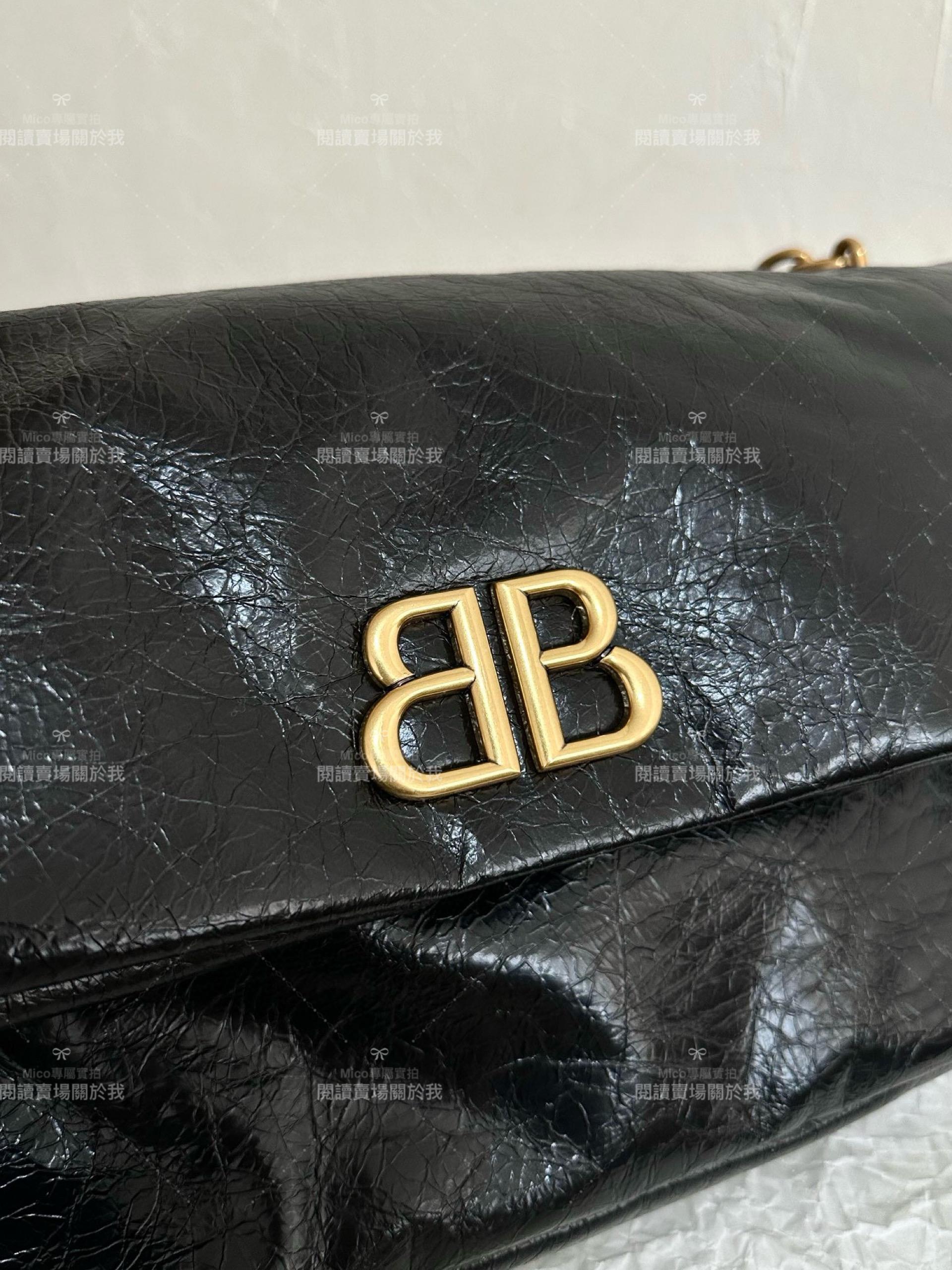 Balenciaga 巴黎世家 monaco蓬蓬包/枕頭包 黑金中號 32.5cm