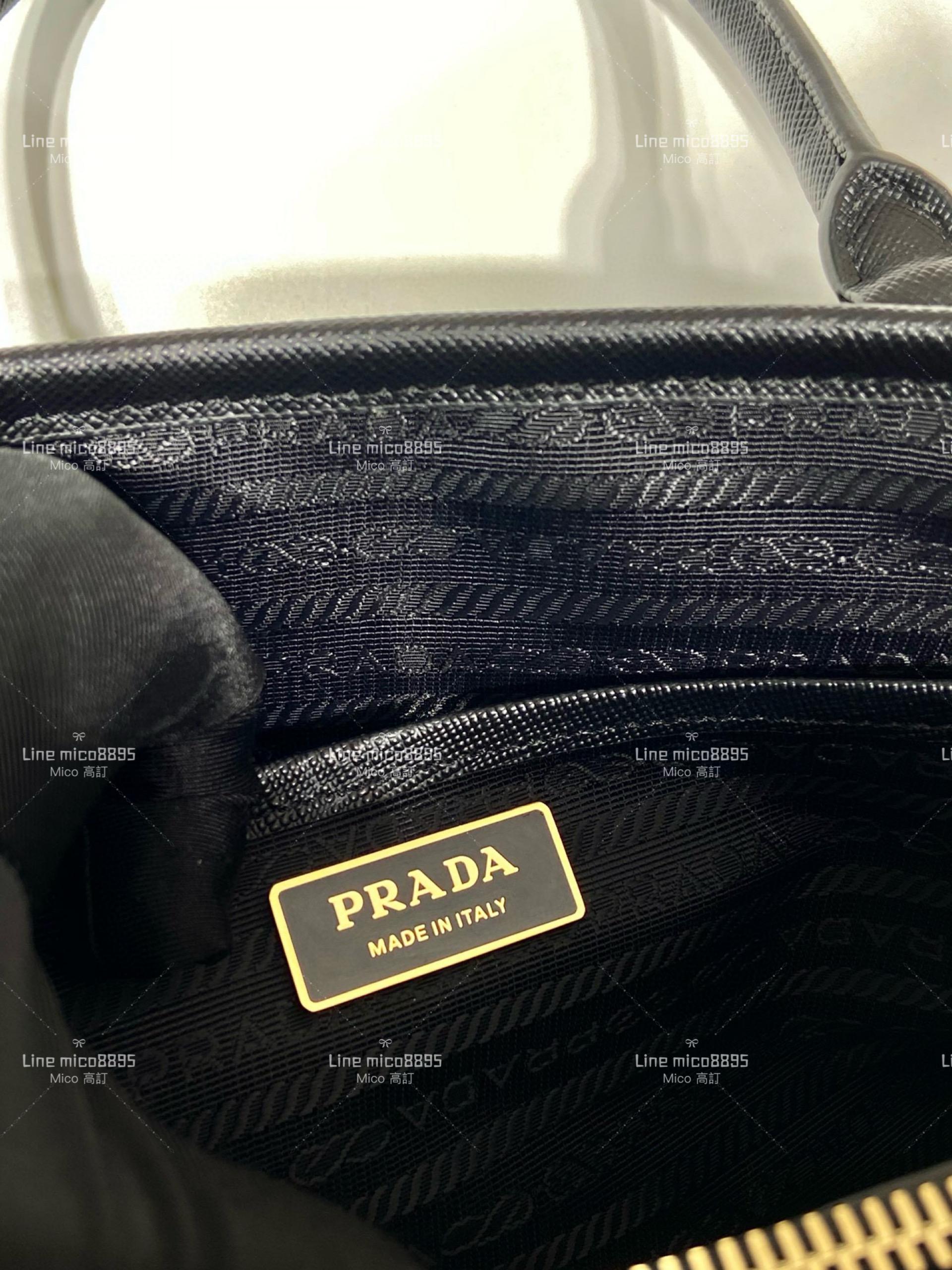 PRADA 梯形 尼龍輕巧黑色手提布包 斜跨包 大號