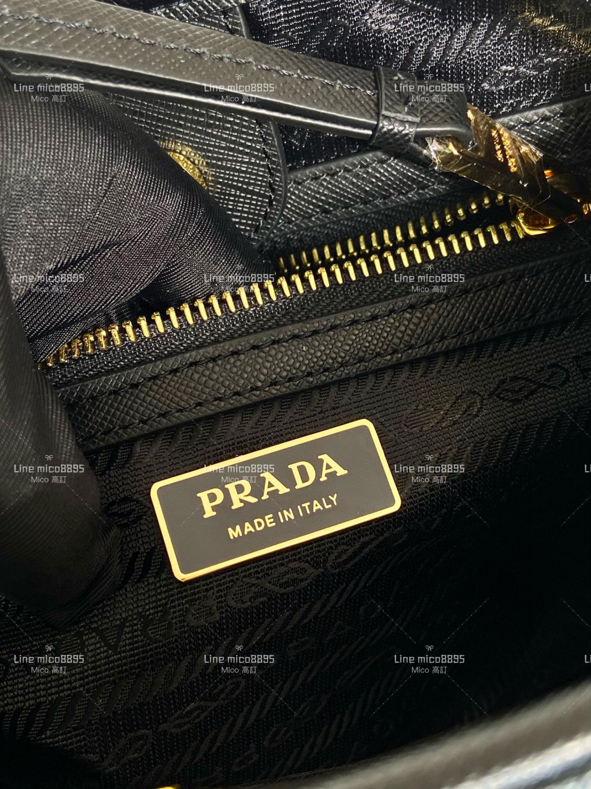 PRADA 梯形 尼龍輕巧黑色手提布包 斜跨包 小號