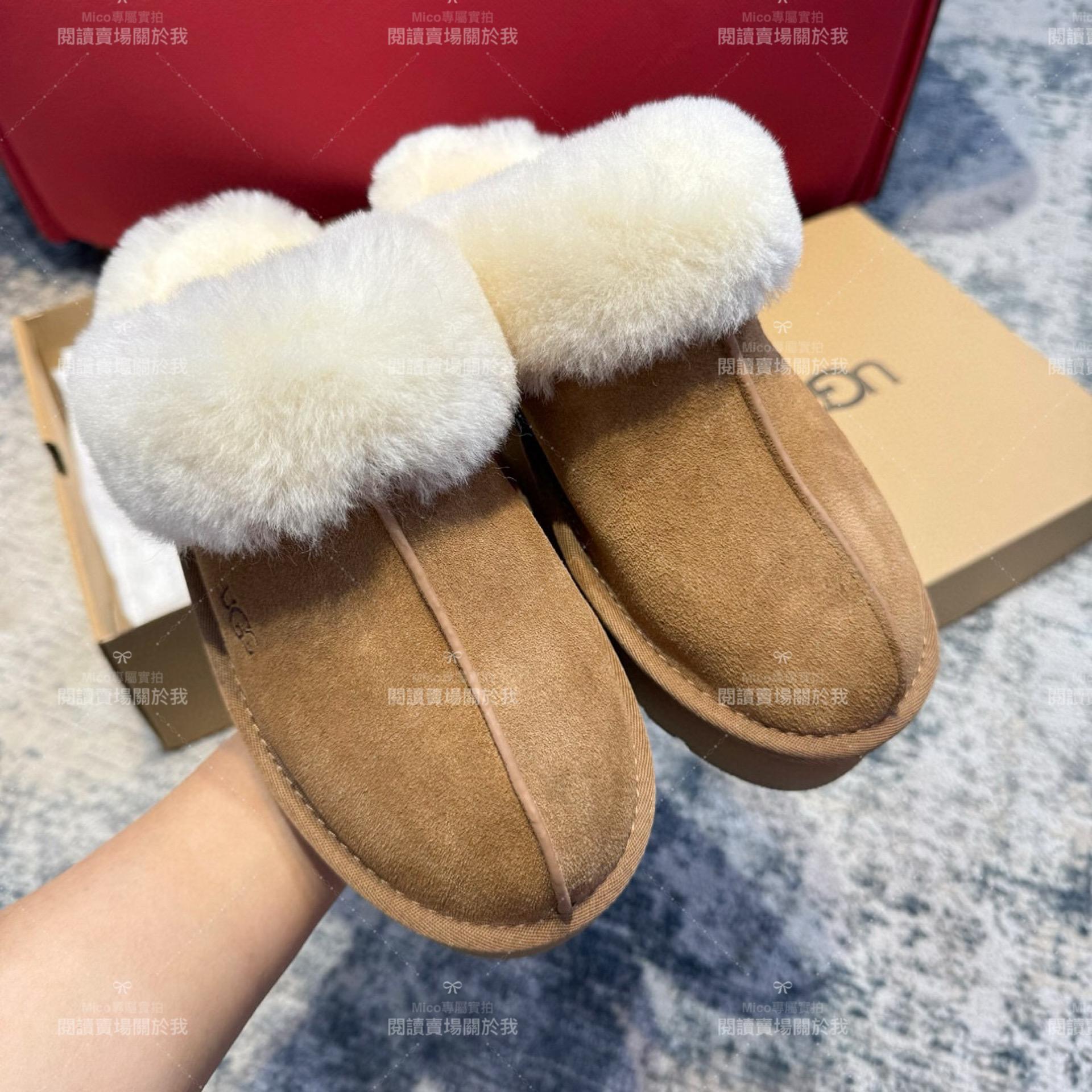 UGG 秋冬厚底一腳蹬毛毛星星半拖/拖鞋 底厚4cm 35-39